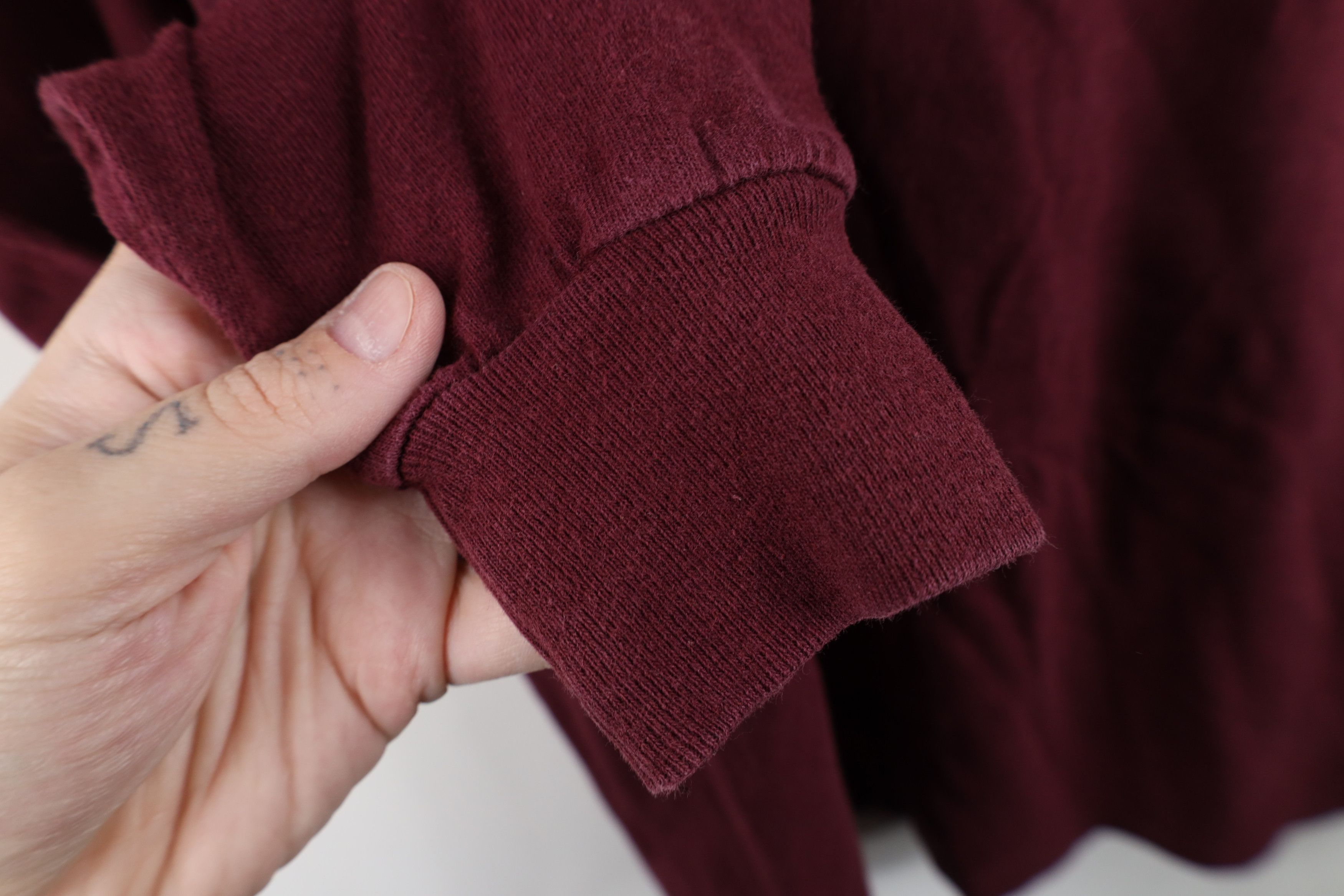 Vintage Vintage 90s Streetwear Cotton Long Sleeve T-Shirt Burgundy Size US XL / EU 56 / 4 - 8 Thumbnail