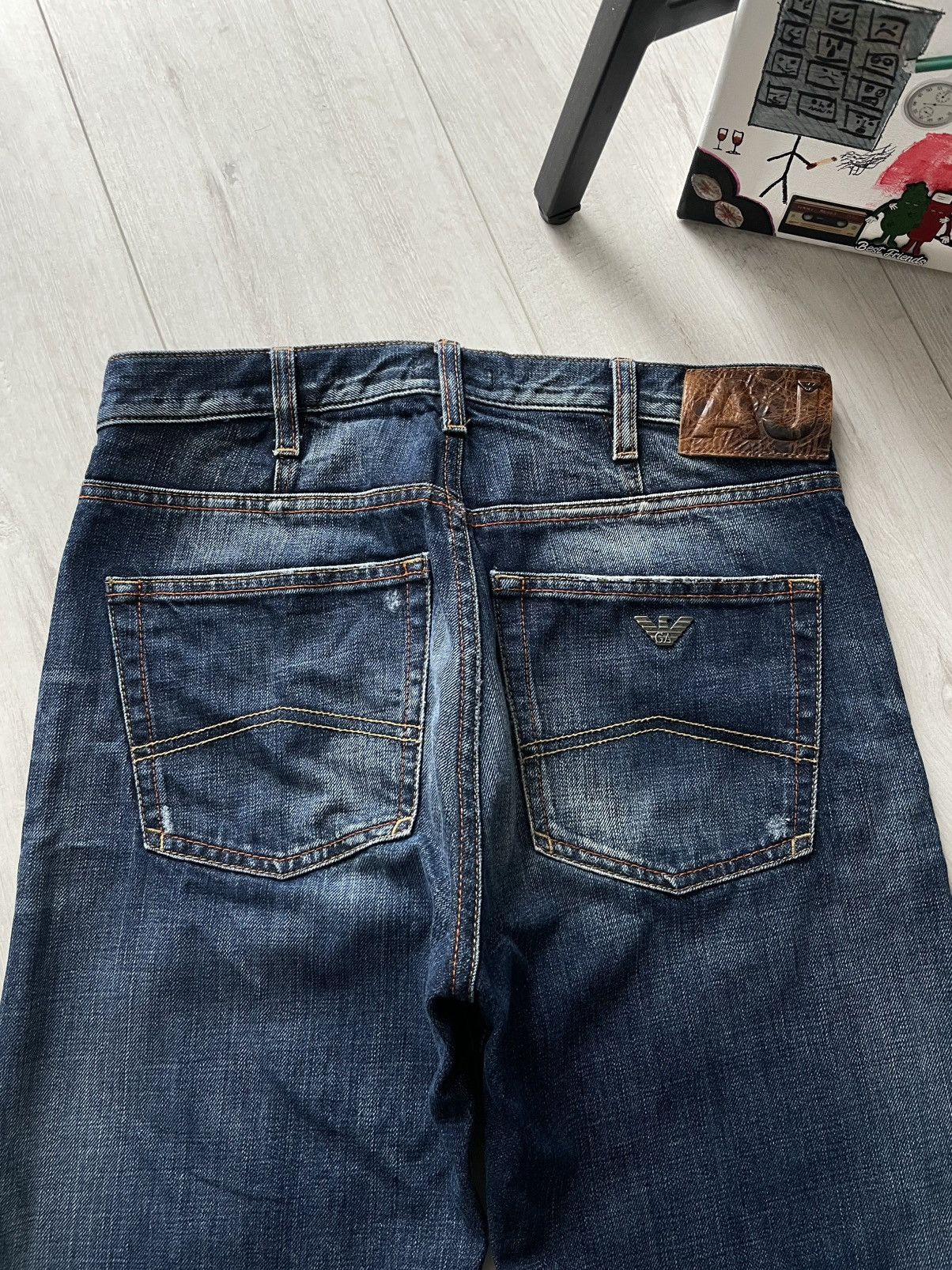 Armani Vintage 00’s Armani Jeans Denim Indigo Y2K Metal Logo RARE Size 30" / US 8 / IT 44 - 3 Thumbnail