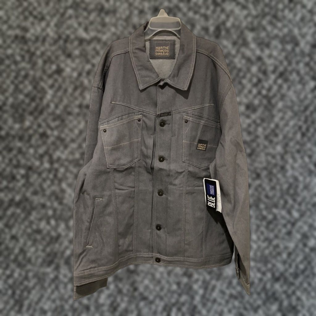 VINTAGE Girbaud X Front Denim Jacket Gray 2XL Men Jacket Biker 90s Distressed Casual Front Pocketed - 2000s Marithe Francois Girbaud
