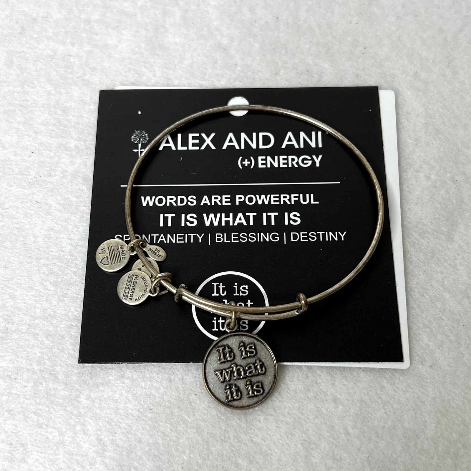Other Alex and Ani Silver It Is What It Is Charm Bangle Bracelet Size ONE SIZE - 1 Thumbnail