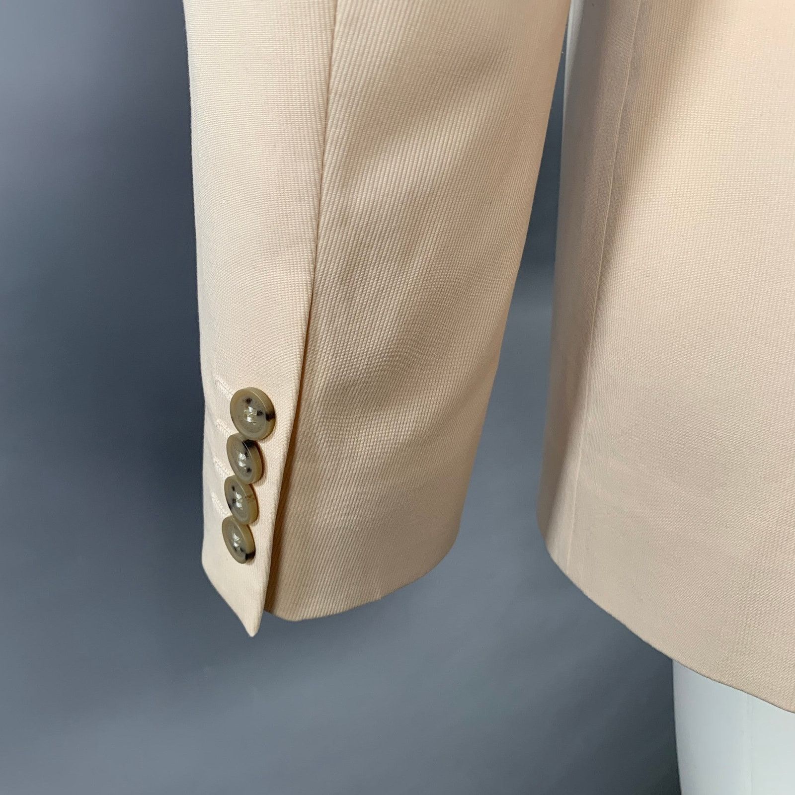 Calvin Klein Size 38 Cream Cotton Blend Notch Lapel Sport Coat Size 38R - 4 Thumbnail