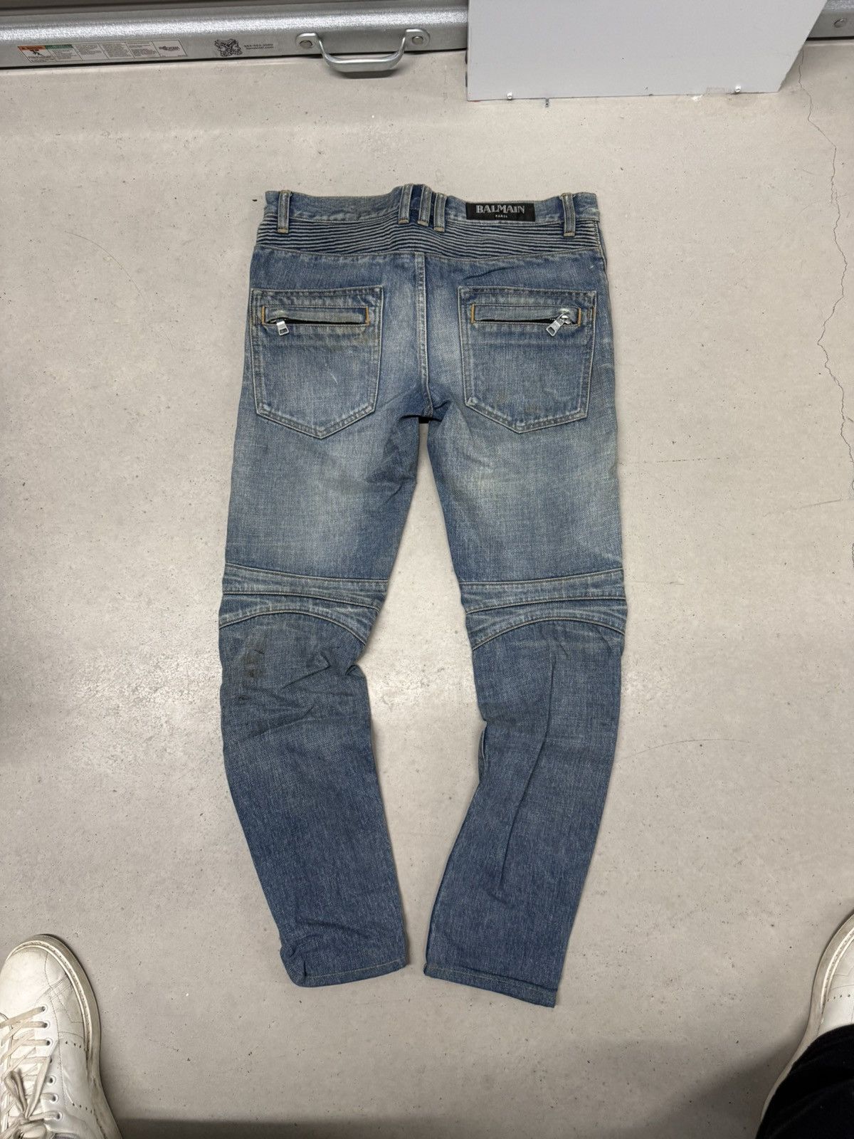 Balmain Balmain Christophe Decarnin washed biker jeans in blue Size US 30 / EU 46 - 9 Thumbnail