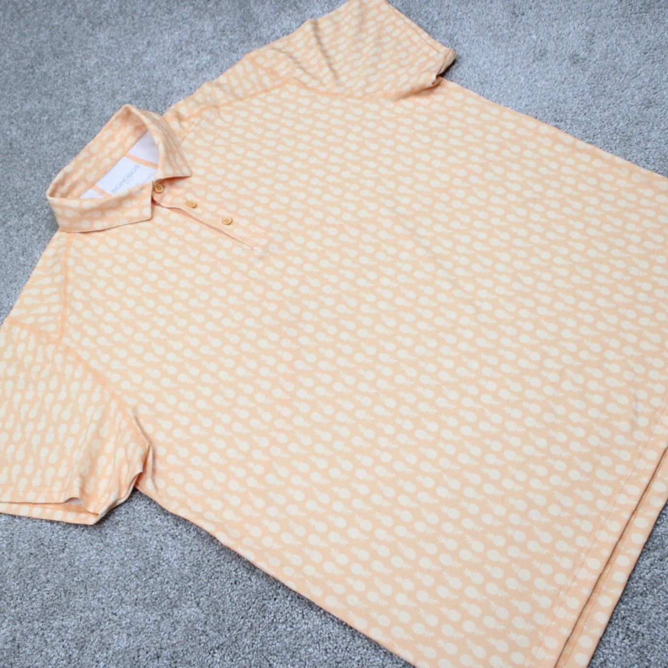 Bonobos Bonobos Polo Shirt Mens XL Orange/White Geometric Regular Fit S/S Pullover Shirt Size US XL / EU 56 / 4 - 6 Thumbnail