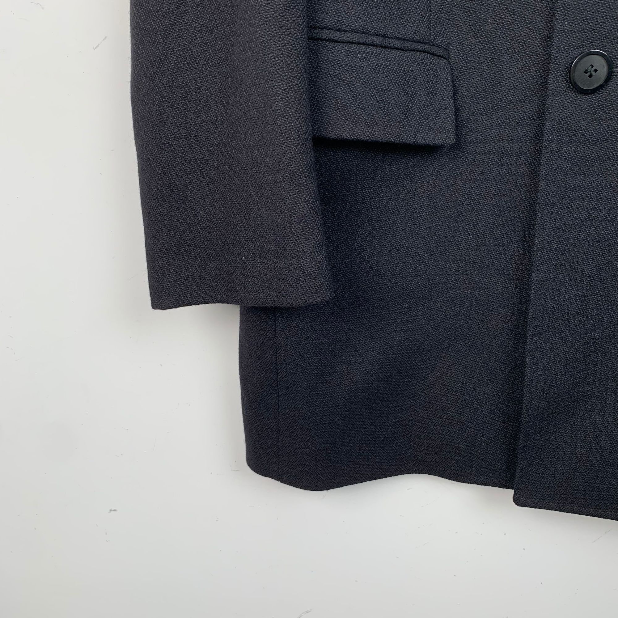 Givenchy Givenchy Black Stand Collar Wool Single-Breasted Coat (Size Size 46L - 4 Thumbnail