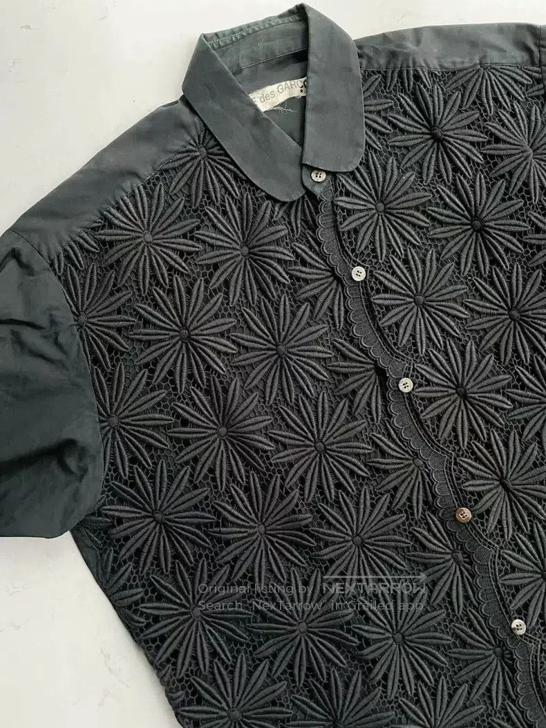 Comme des Garcons Comme Des Garcons Floral Embroidered Openwork Shirt Size L / US 10 / IT 46 - 8 Thumbnail