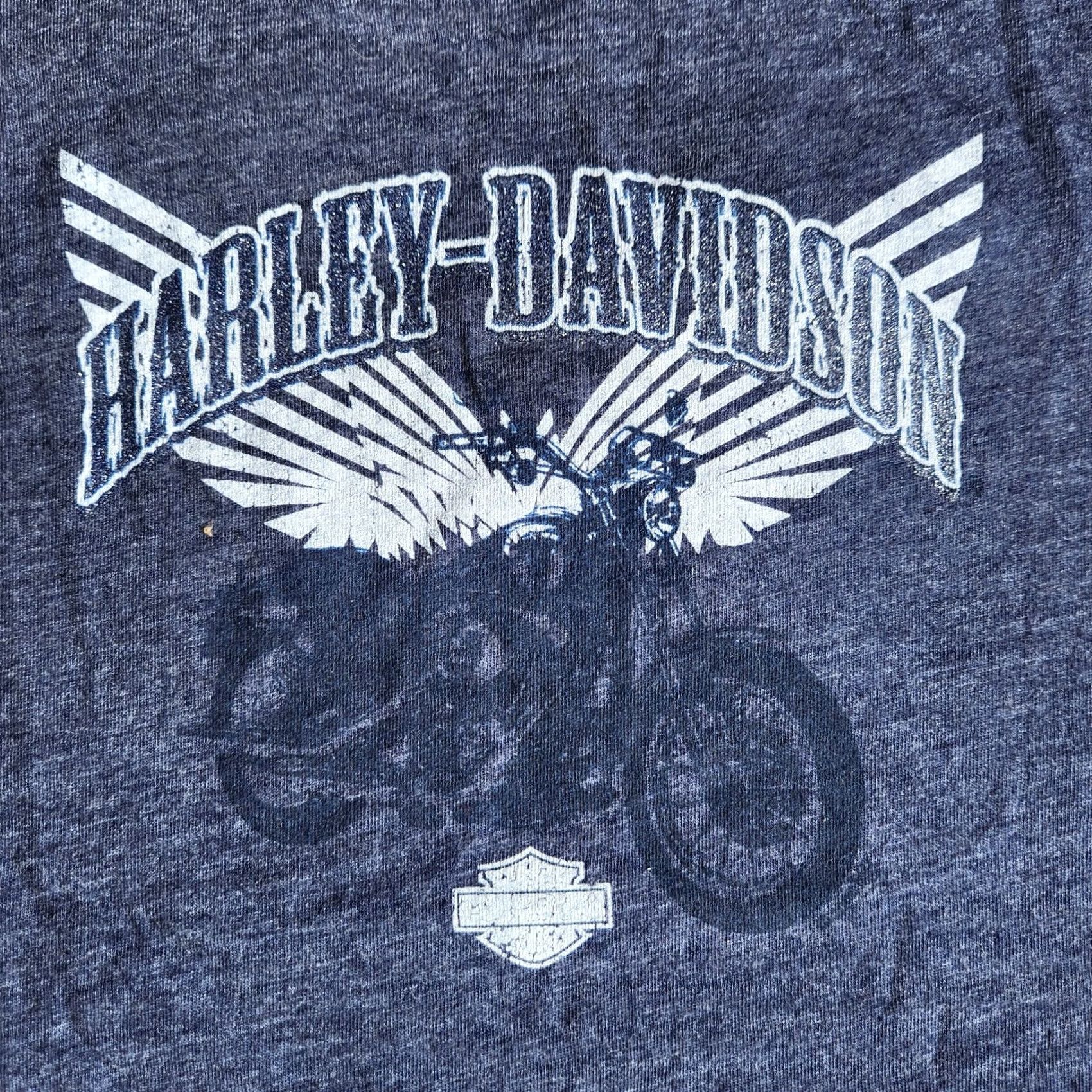 Harley Davidson VINTAGE Harley Davidson Motorcycles Y2K Women's Med Blue Ringer Graphic T-Shirt Size M / US 6-8 / IT 42-44 - 2 Thumbnail