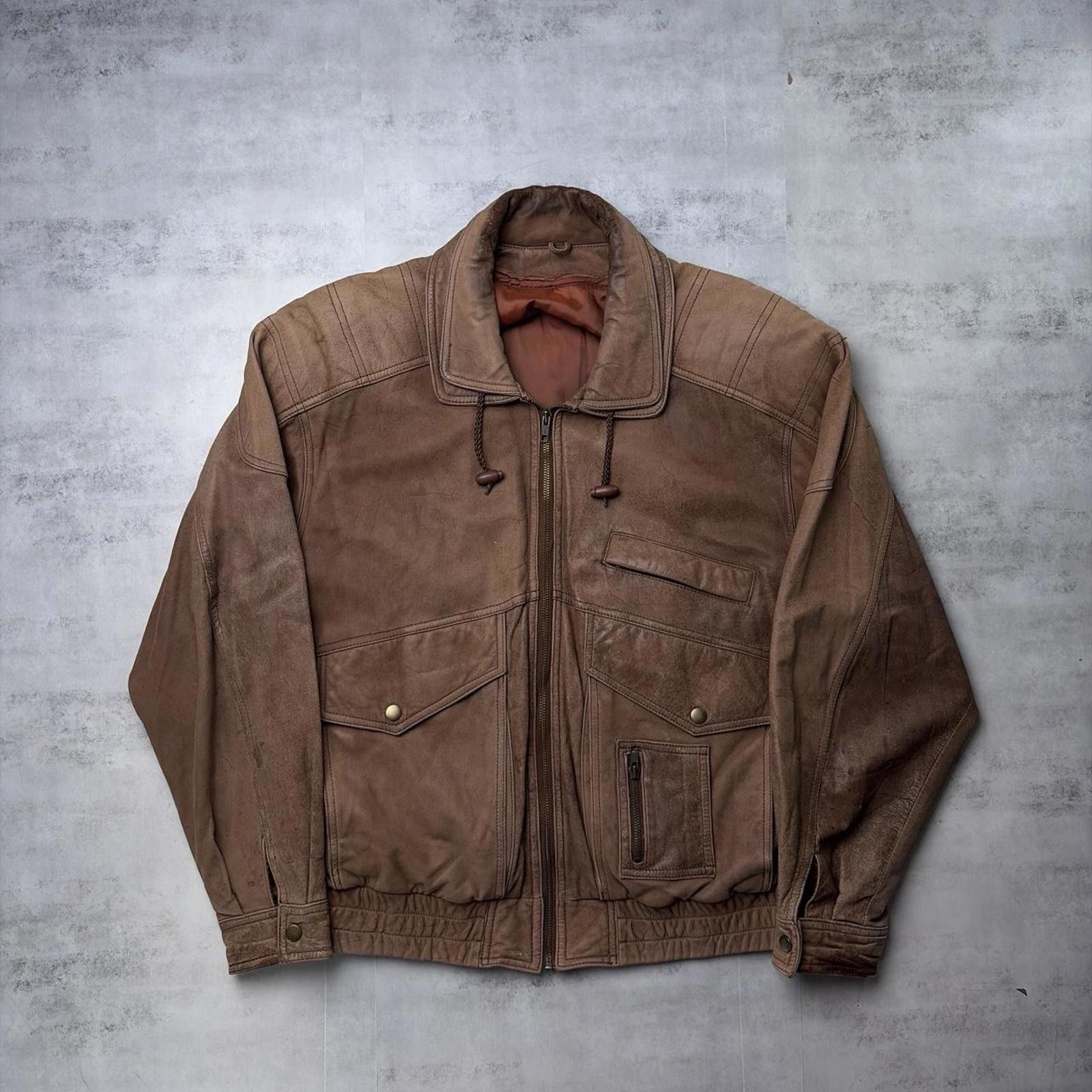 Other Vintage 90s Brown Tannery West Genuine Leather Bomber Jacket Size US M / EU 48-50 / 2 - 1 Thumbnail