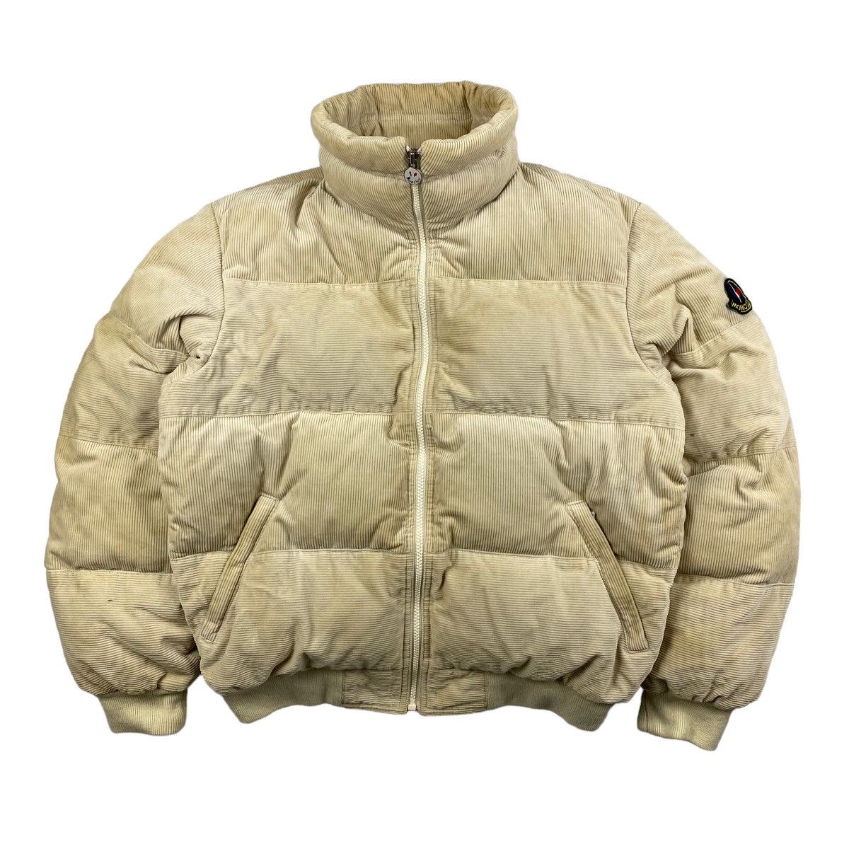 Image of Moncler Corduroy Down Jacket in Grey, Men's (Size Medium)