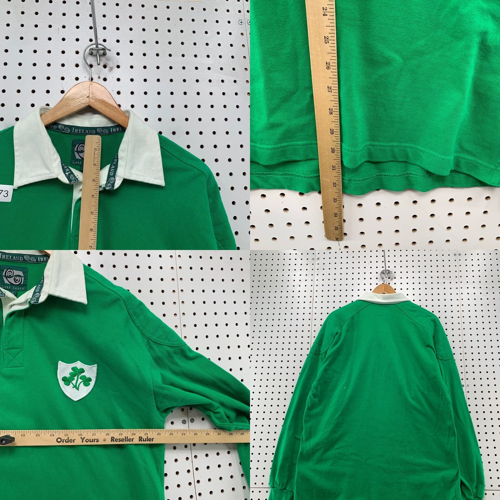Vintage Ireland Rugby Polo Shirt Mens L Green Embroidered Cara Craft Thick Cotton Size US L / EU 52-54 / 3 - 9 Thumbnail