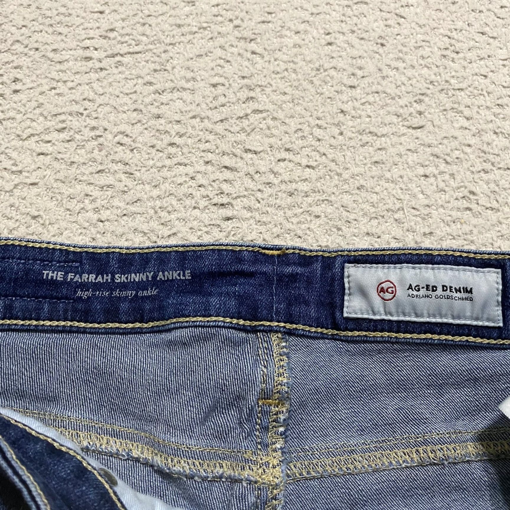 Denime AG Adriano Goldschmied Jeans Slim Women 26 Blue Denim Distressed Ankle Farrah Skinny Jeans Womens Size 26" / US 2 / IT 38 - 4 Thumbnail