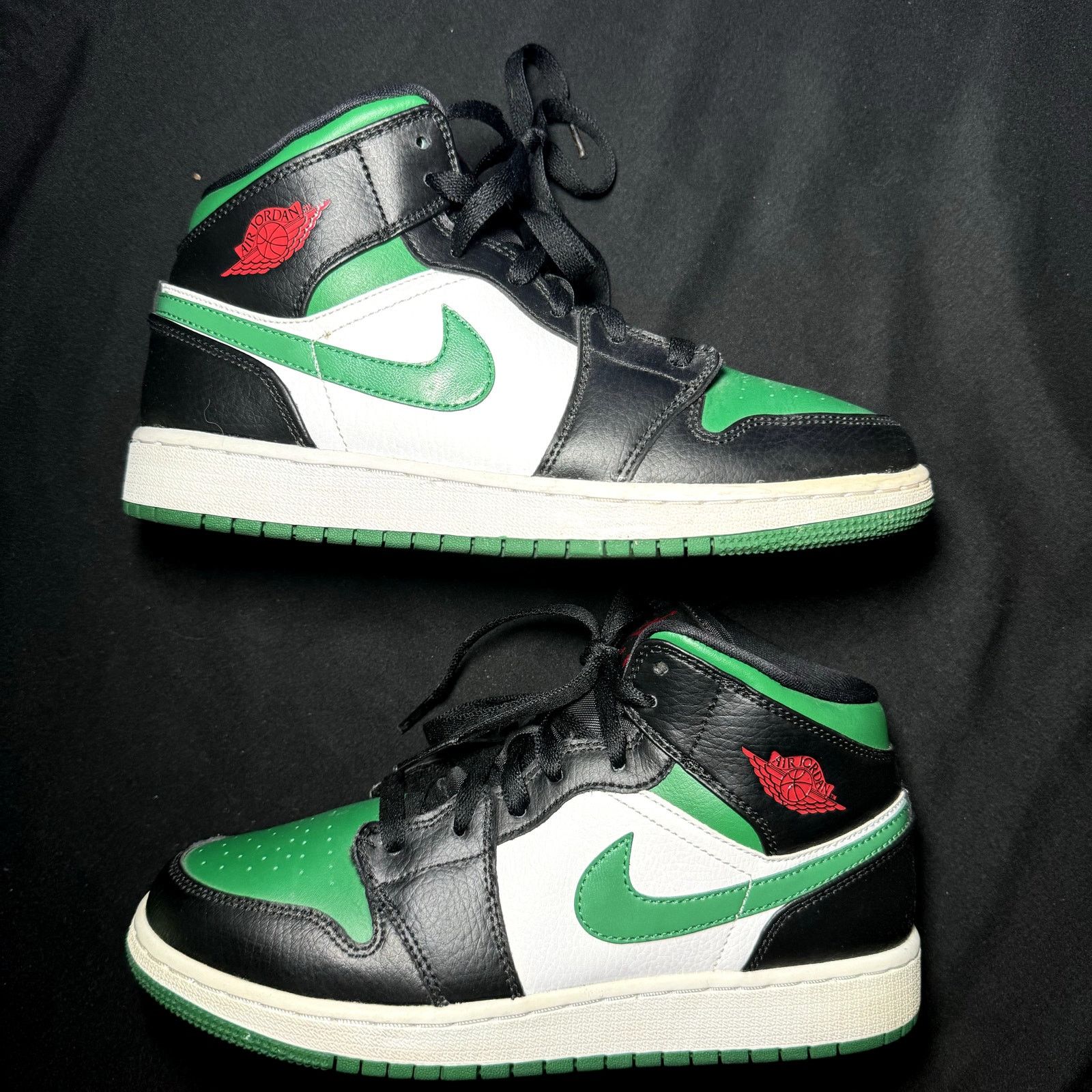 Jordan Brand × Nike Air Jordan 1 Mid GS Black Pine Green Men's Shoes - Size 6 Size US 6 / EU 39 - 4 Thumbnail