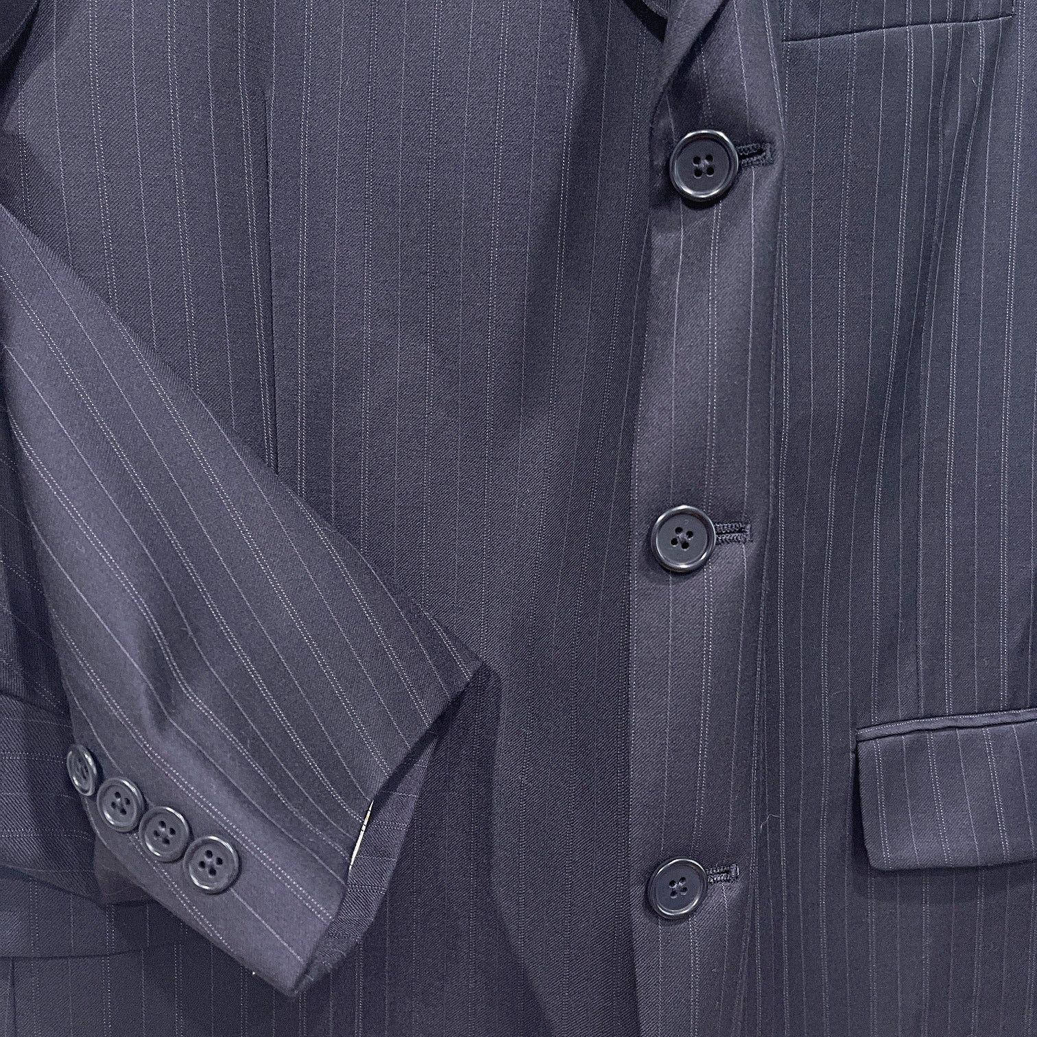 Daniel Cremieux Ing Loro Piana Italy Wool Striped Suit Black Cremieux 44S 37 Size 44S - 4 Thumbnail