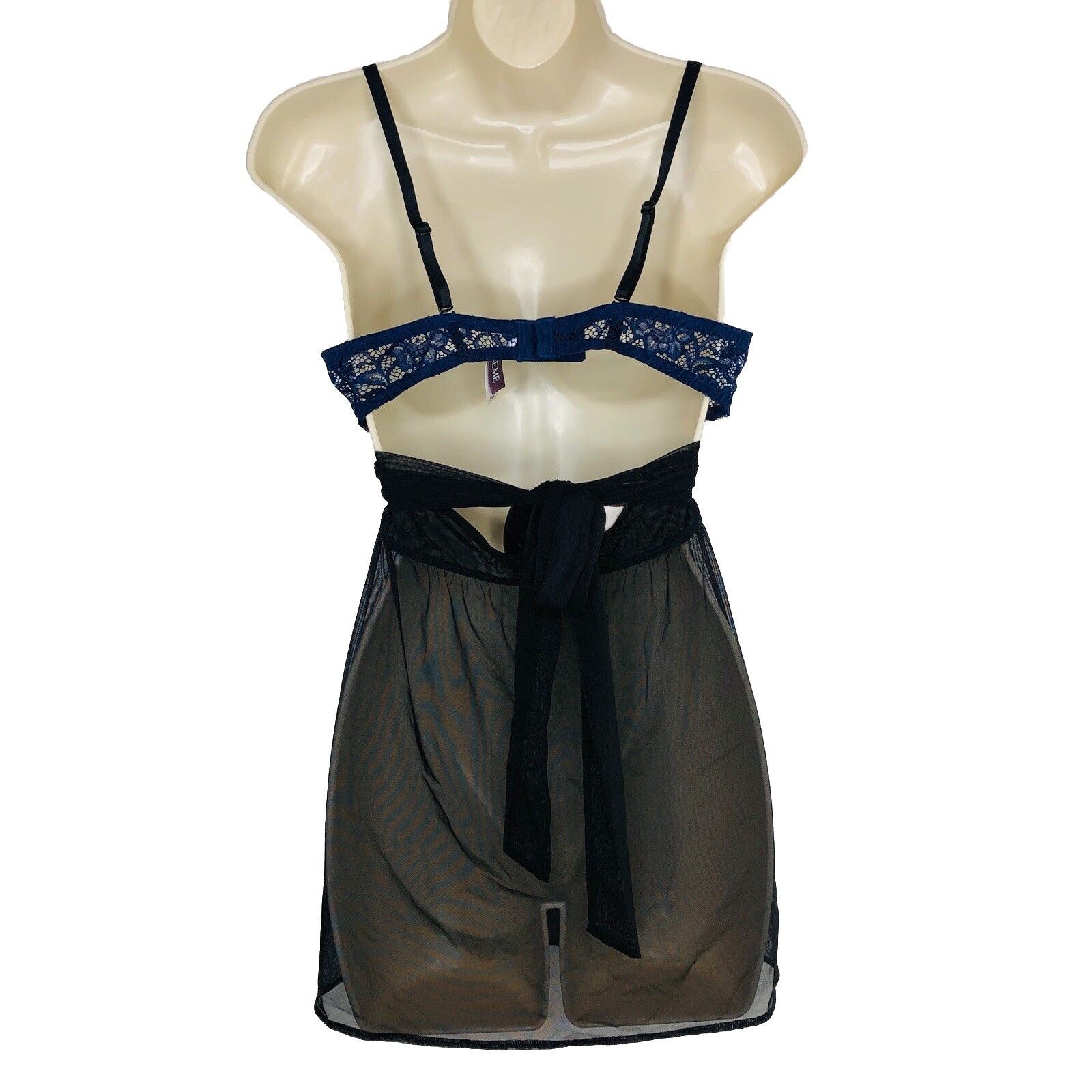 Other Adore Me Lace Mesh Babydoll Women 36A Black Blue see through Size ONE SIZE - 4 Thumbnail