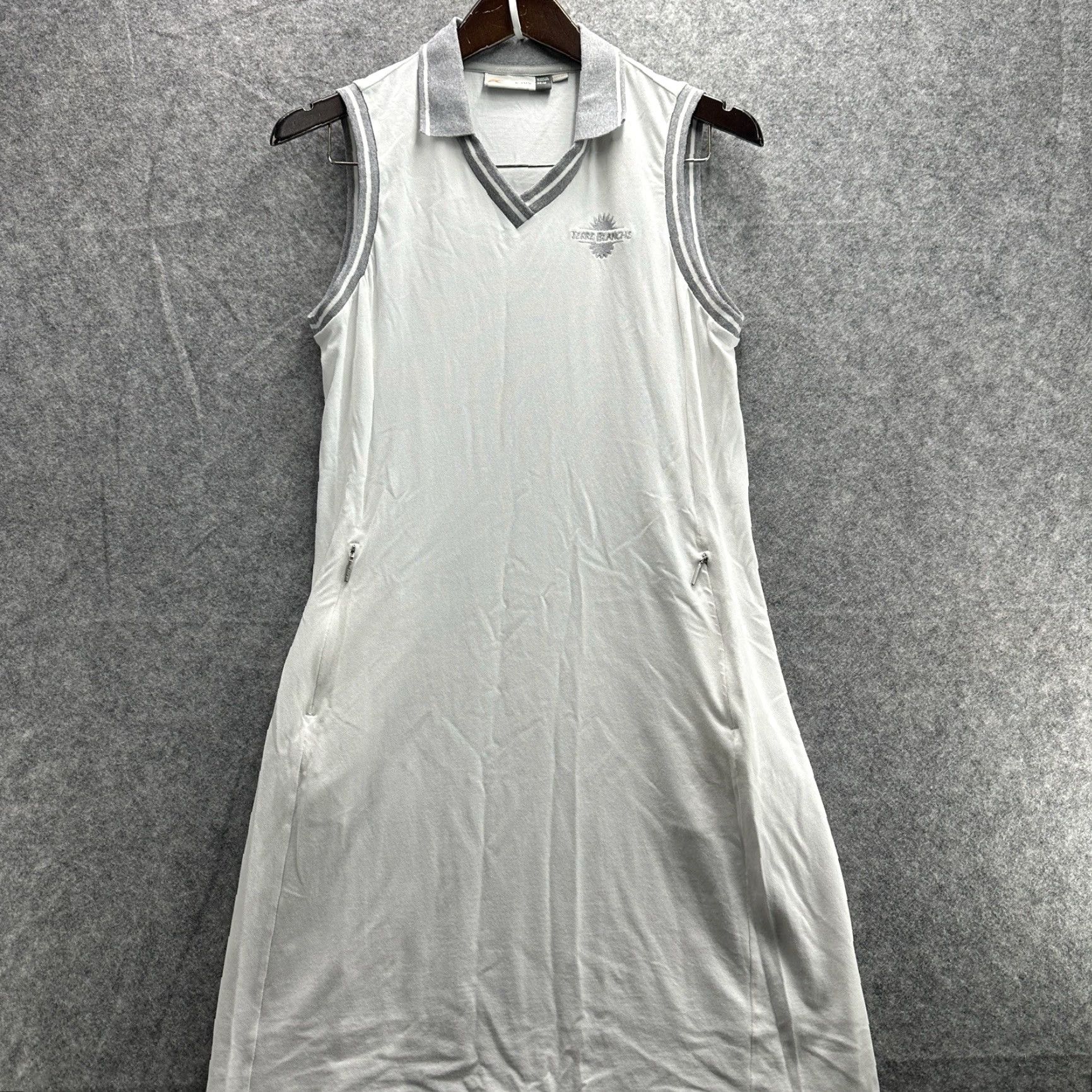 KJUS Kjus Mini Dress M White Sleeveless Sport Fit V-Neck Solid Golf Tennis Pickleball 90s Womens Size M / US 6-8 / IT 42-44 - 3 Thumbnail