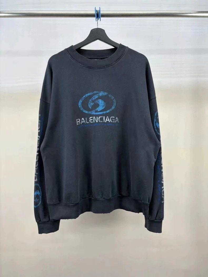 Balenciaga Balenciaga Distressed Logo Sweatshirt Size US M / EU 48-50 / 2 - 1 Thumbnail