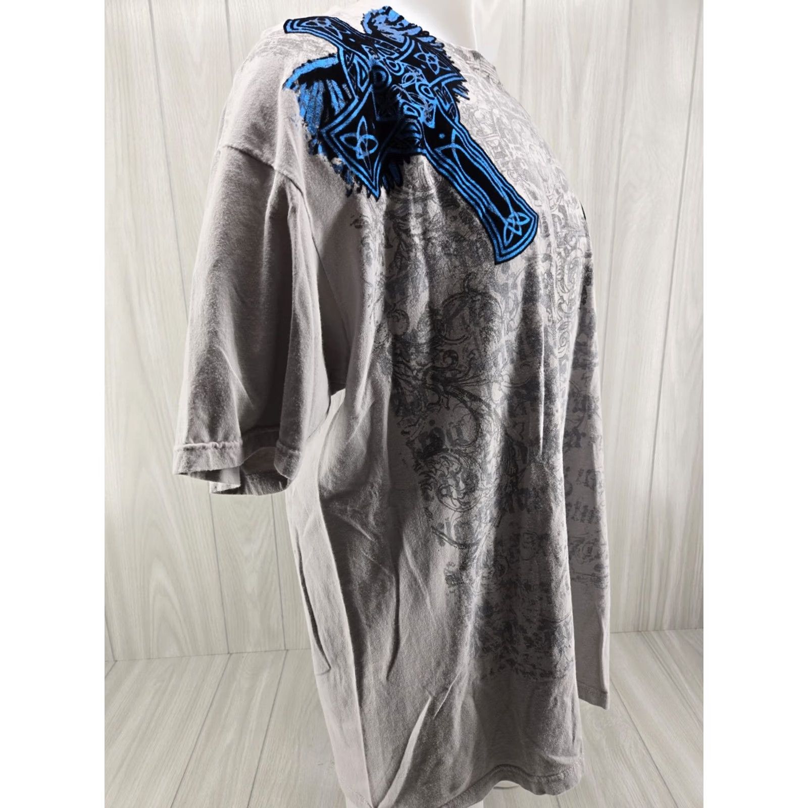 Carbon VINTAGE Carbon Black Conviction Cross Wings AOP Mens T-Shirt 2XL Gray Size US XXL / EU 58 / 5 - 6 Thumbnail