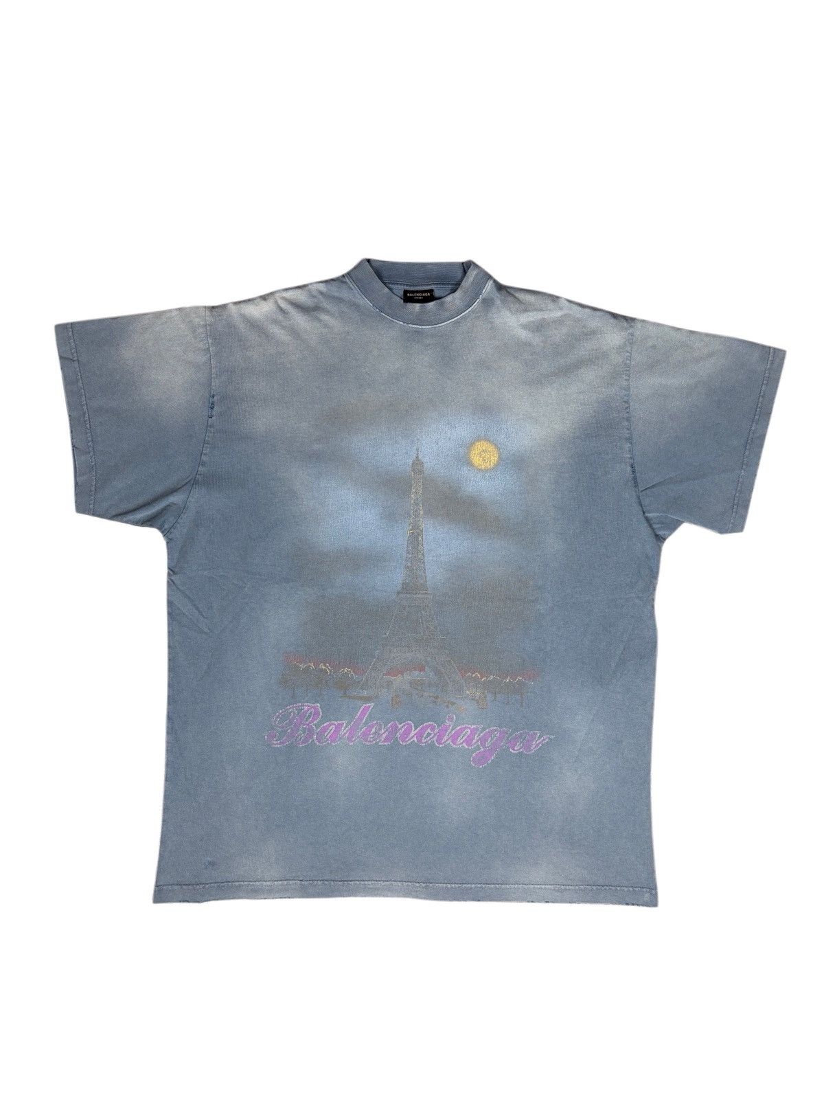 Balenciaga Balenciaga Paris Eiffel Tower T-Shirt Blue/Grey Size 2 Size US L / EU 52-54 / 3 - 1 Thumbnail