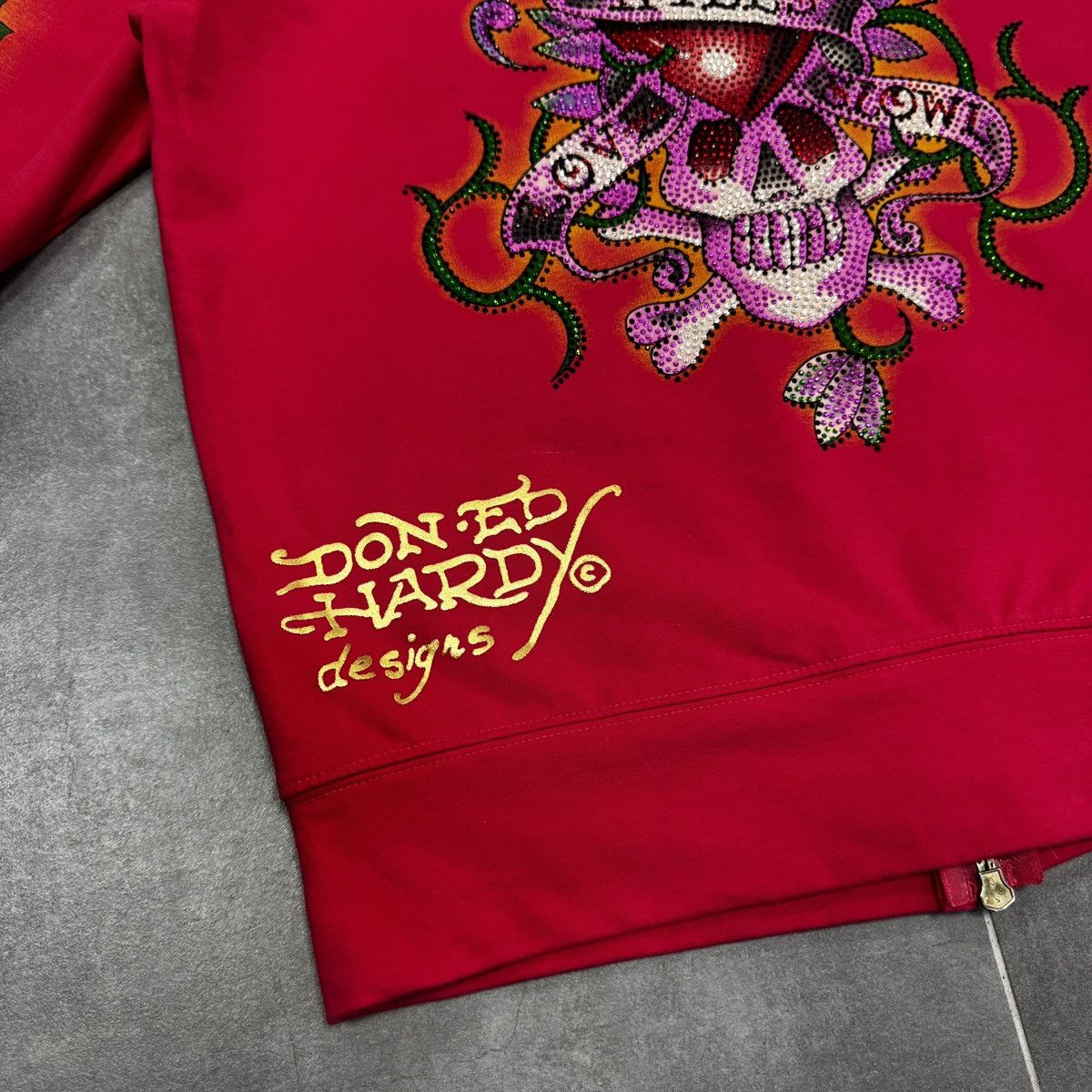 Ed Hardy Ed Hardy Christian Audigier Tattoo Skulls Roses Zip Hoodie Size L / US 10 / IT 46 - 19 Thumbnail
