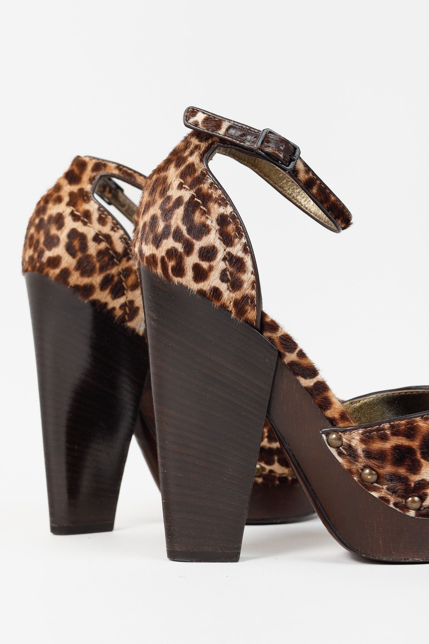 Lanvin Lanvin AW/13 Brown Leopard Pony Hair Platform Heels Size US 7 / IT 37 - 8 Thumbnail