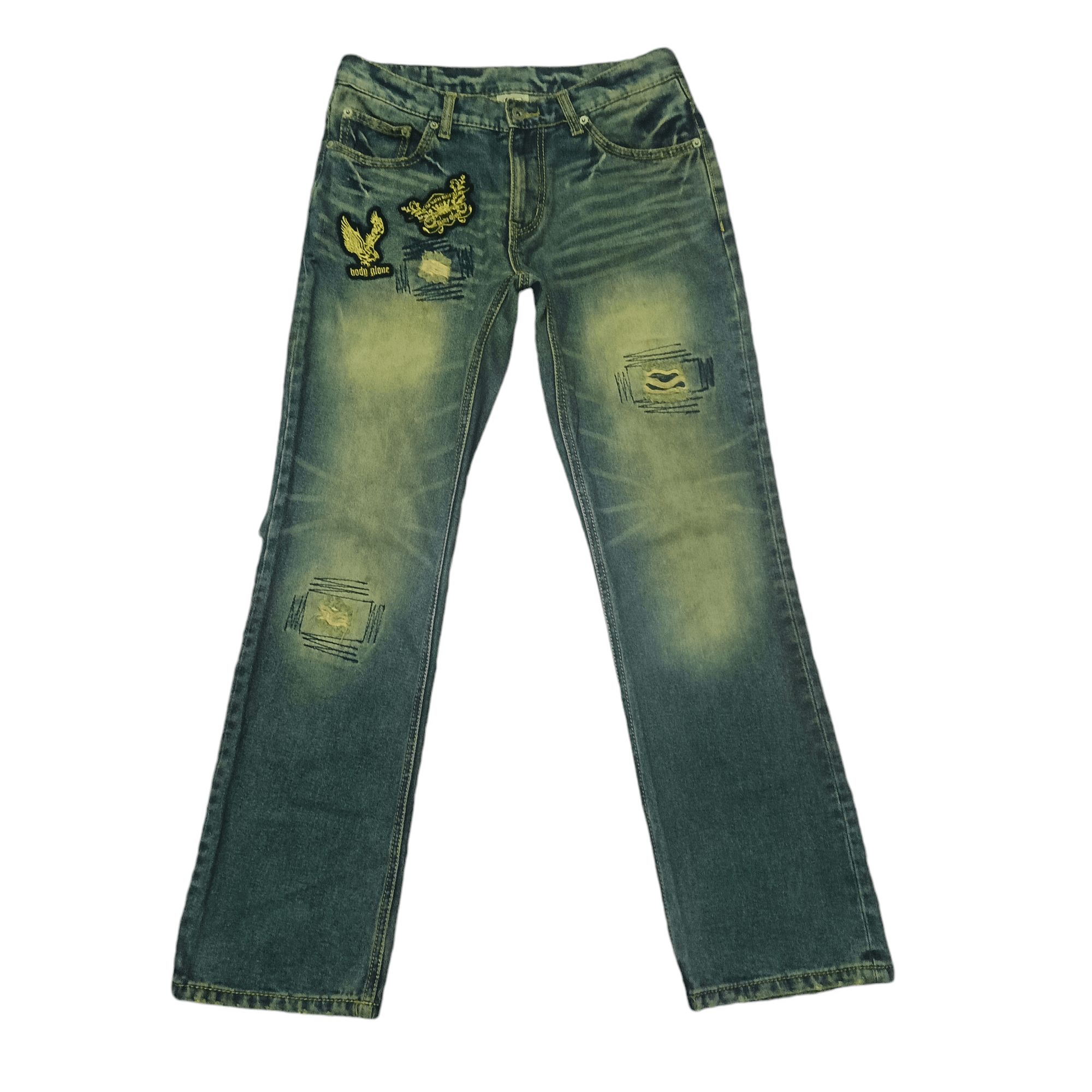 Body Glove × Japanese Brand Body glove distressed thrashed flare jeans patches patchwork Size US 31 - 1 Thumbnail