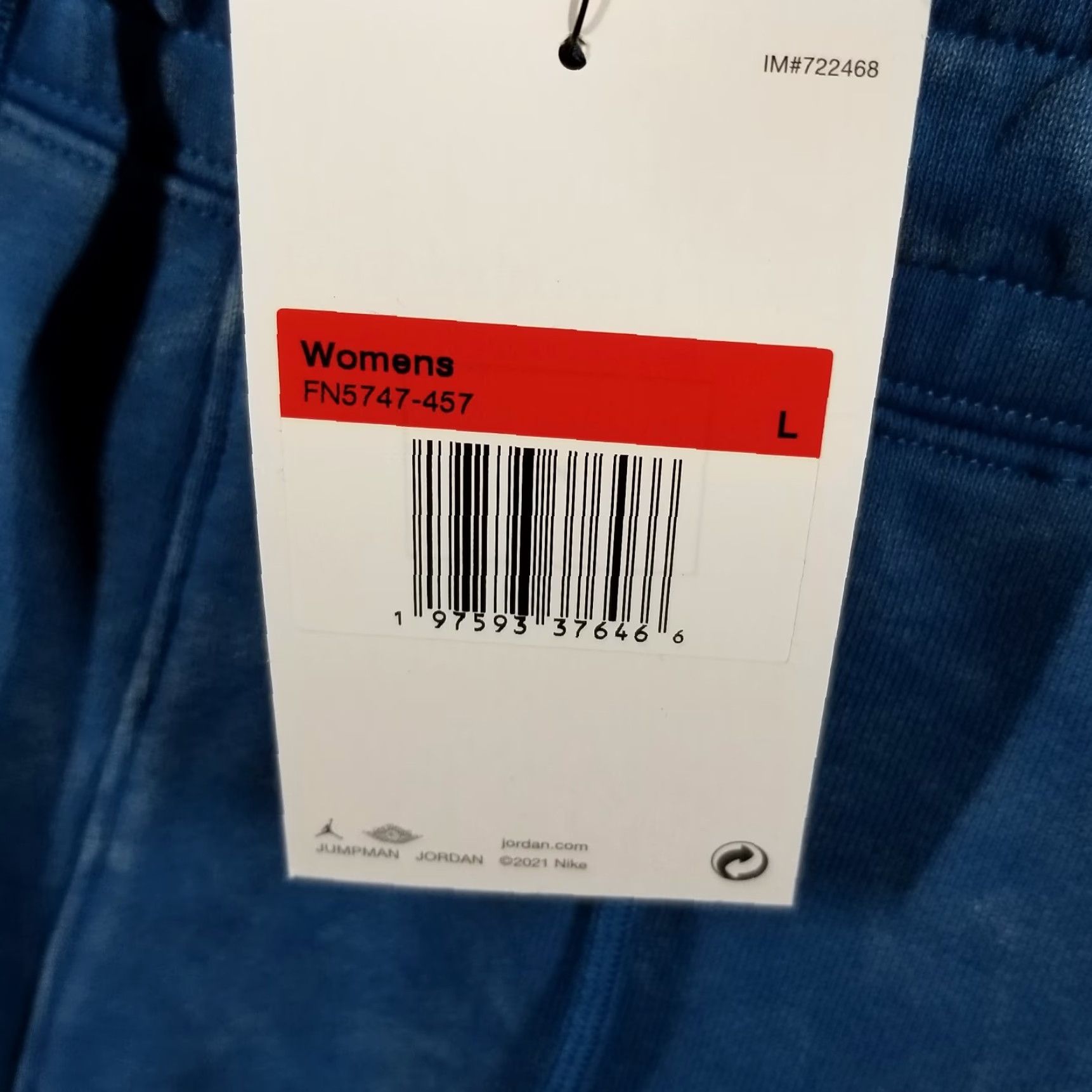 Nike Nike Air Jordan Women's Fleece Shorts Athletic Casual 80s 90s Logo Large Blue Size 36" / US 14 / IT 50 - 4 Thumbnail