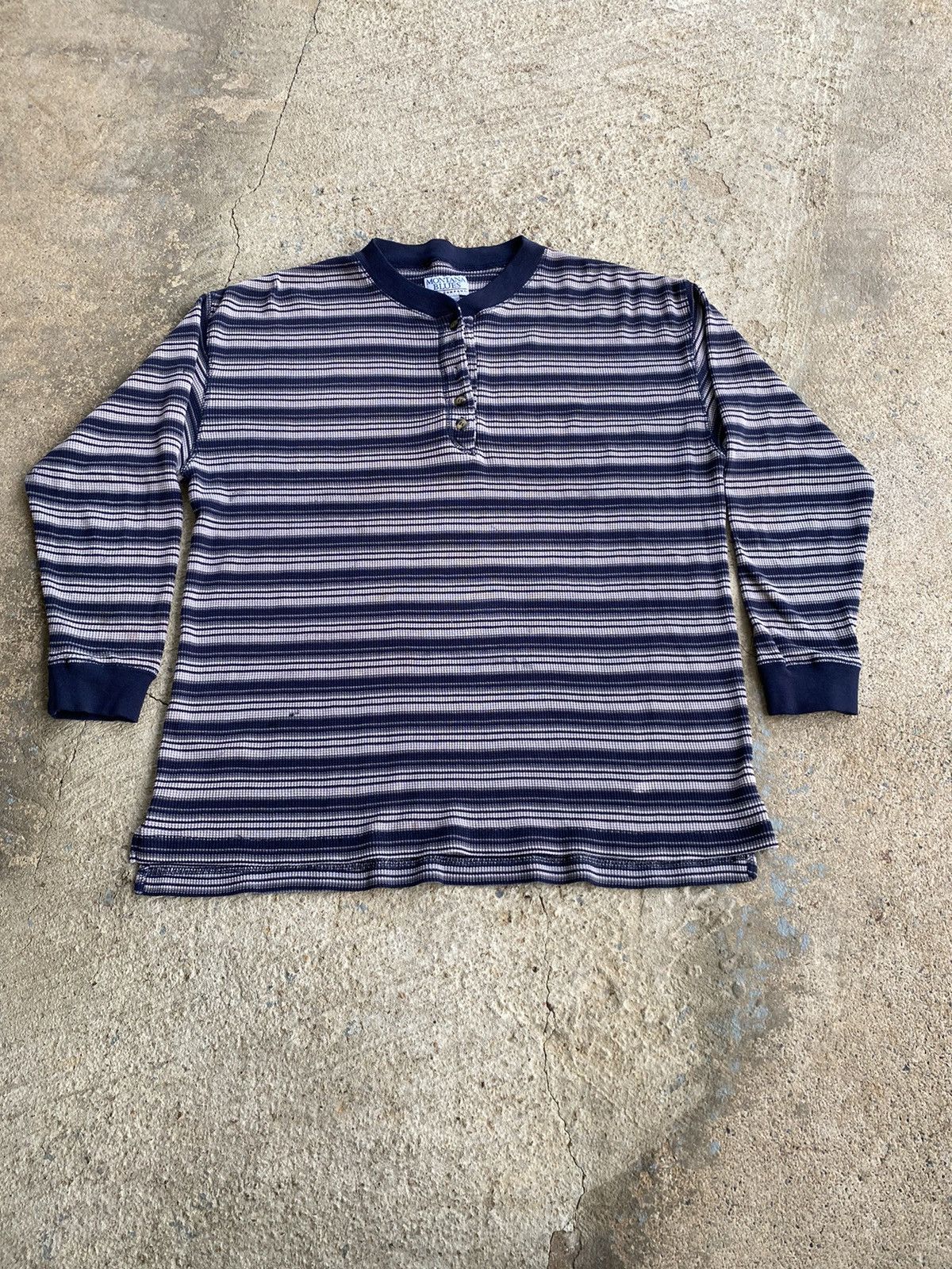 Coogi × Vintage Vintage Y2K Montana Blue Grunge Stripe Thermal Shirt Size US L / EU 52-54 / 3 - 1 Thumbnail