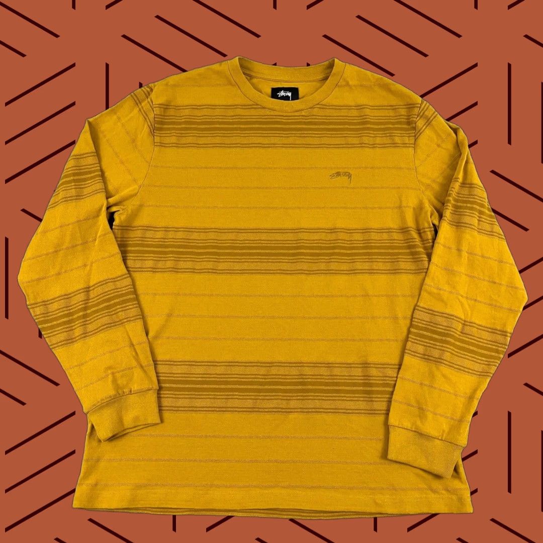 Vintage Stussy Long Sleeve Shirt Mens Medium Yellow Striped Streetwear Skater Size US M / EU 48-50 / 2 - 1 Thumbnail