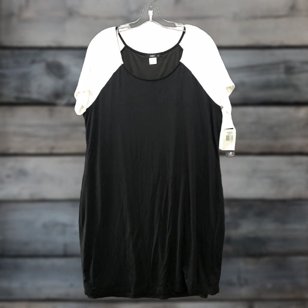 Vintage NWT Macy's ING Plus T Shirt Dress Womens 2X Black Short Sleeve Jersey Knit Midi Dress Size XXL / US 16-18 / IT 52-54 - 1 Thumbnail