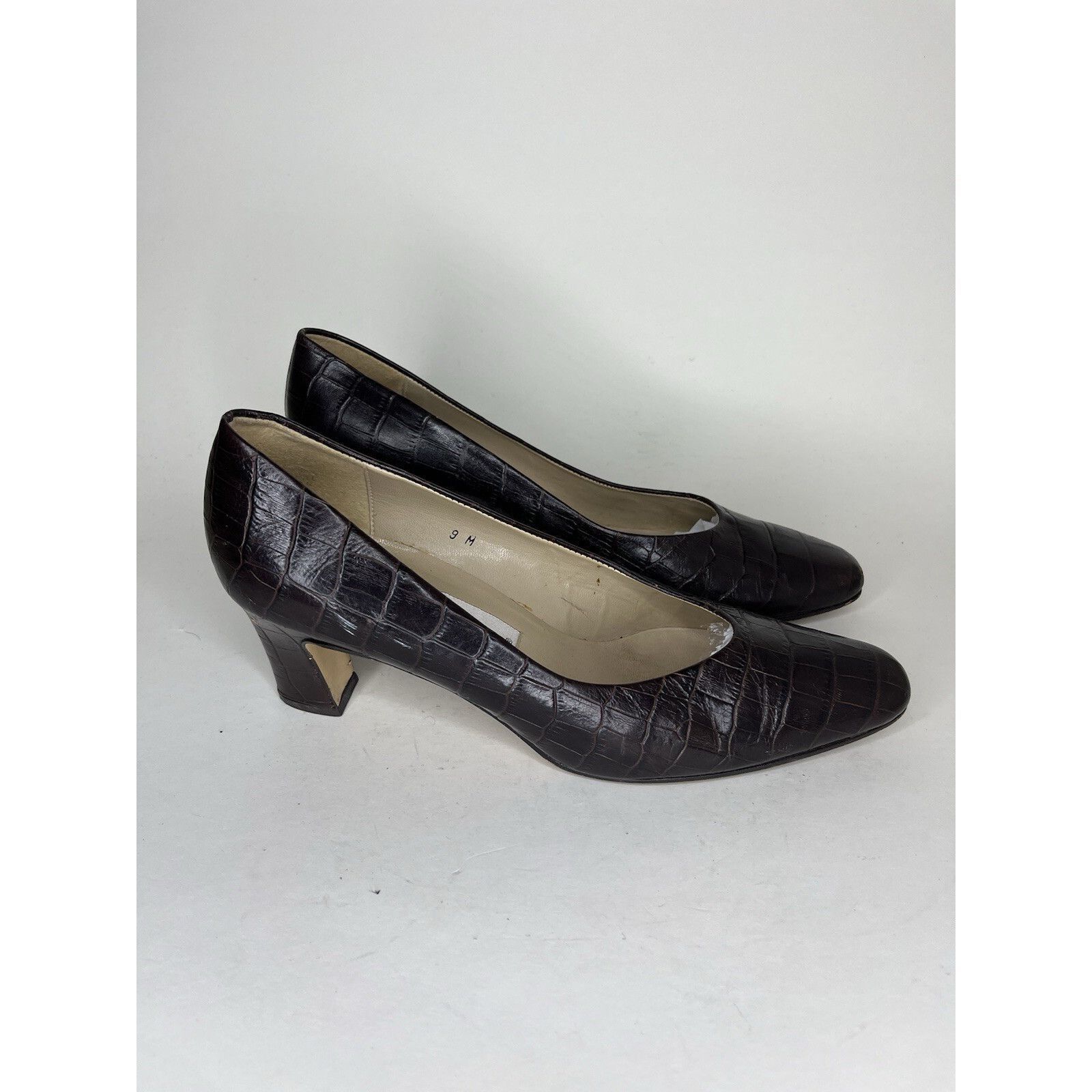 Aigner Etienne Aigner Brown Leather Croc Embossed Heels Women Size Size US 9 / IT 39 - 9 Thumbnail