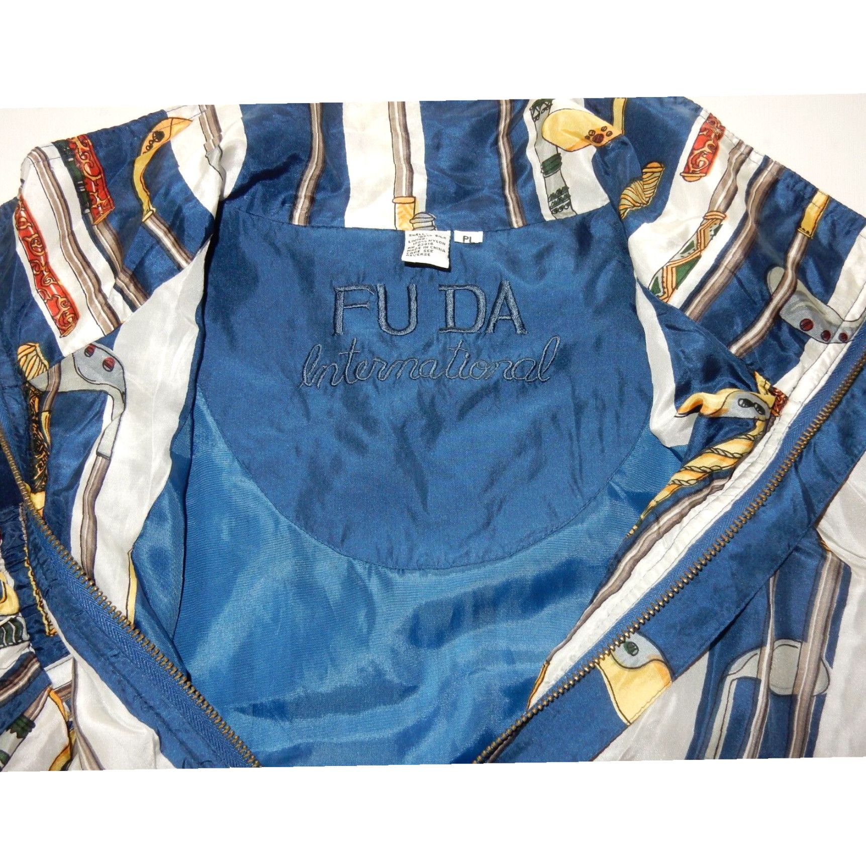 Vintage VINTAGE FUDA 100% Silk Bomber Jacket Women's Petite Large Blue Size L / US 10 / IT 46 - 4 Thumbnail