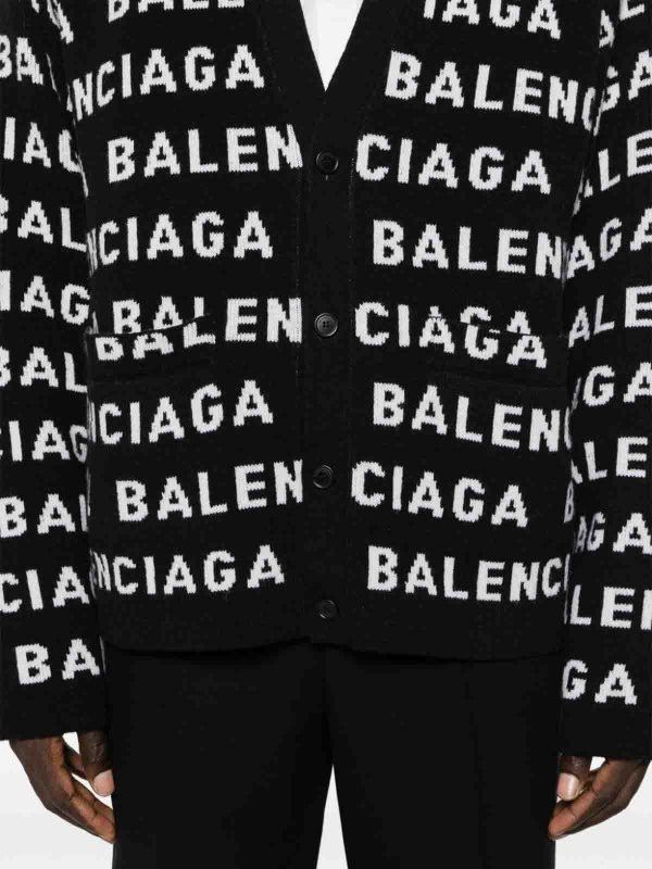 Balenciaga o1la1rc1a0226 All-Over Cardigan In Black/White Size US S / EU 44-46 / 1 - 5 Thumbnail