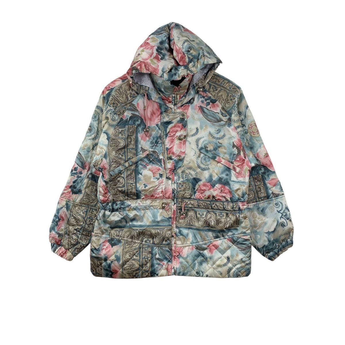Ellesse Vintage ELBE ELLESSE Over Print Floral Ski Puffer Jacket Size M / US 6-8 / IT 42-44 - 1 Thumbnail