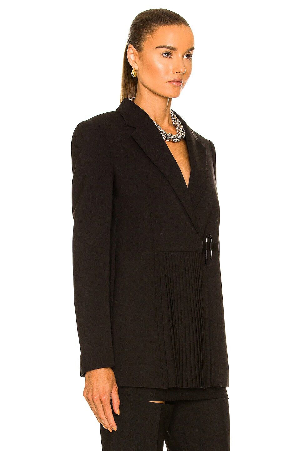 Givenchy o1w1db10325 U Lock Jacket With Pleats in Black Size M / US 6-8 / IT 42-44 - 4 Thumbnail