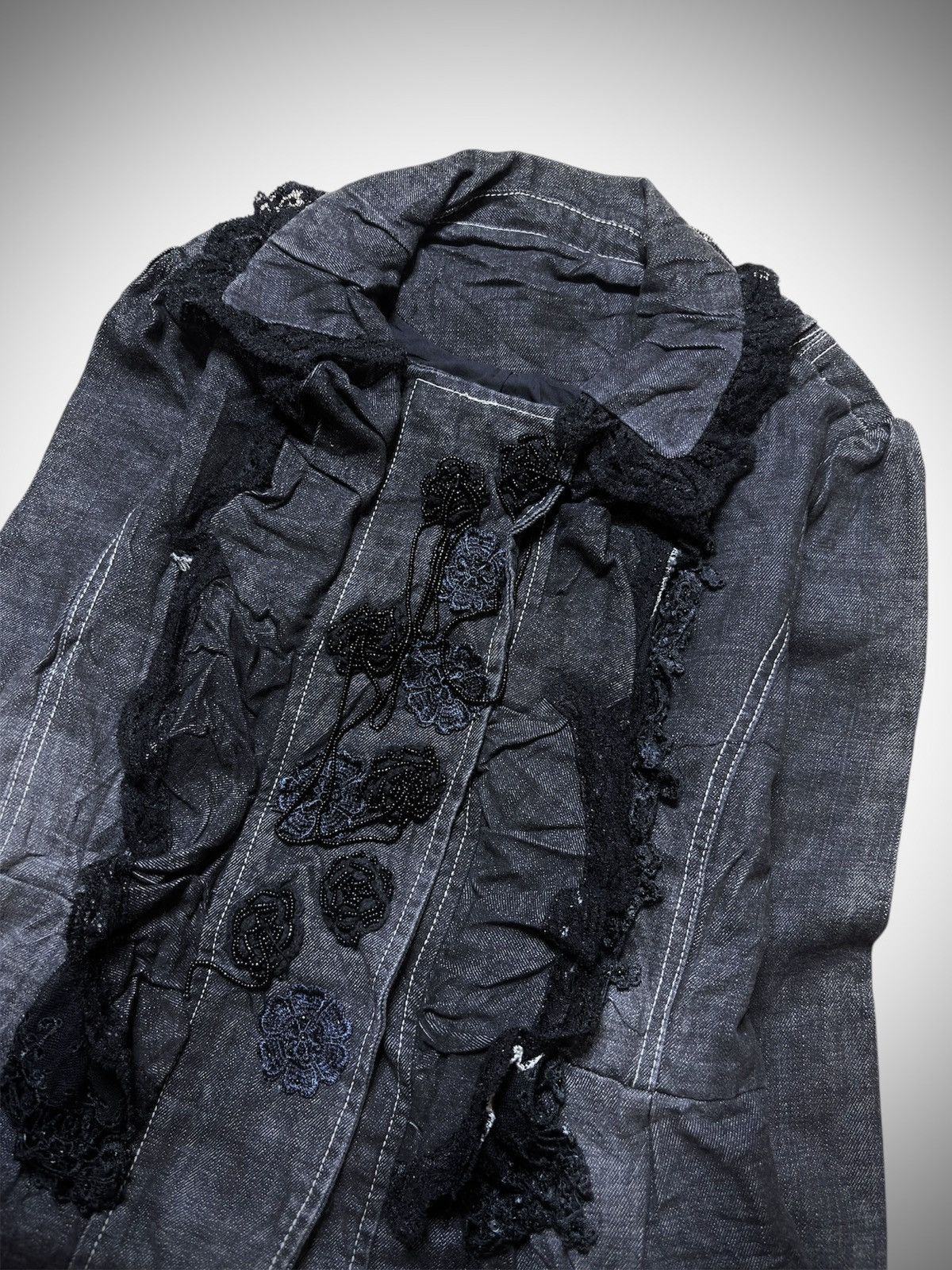 Japanese Brand Unknown - Frill Denim Jacket Size M / US 6-8 / IT 42-44 - 3 Thumbnail