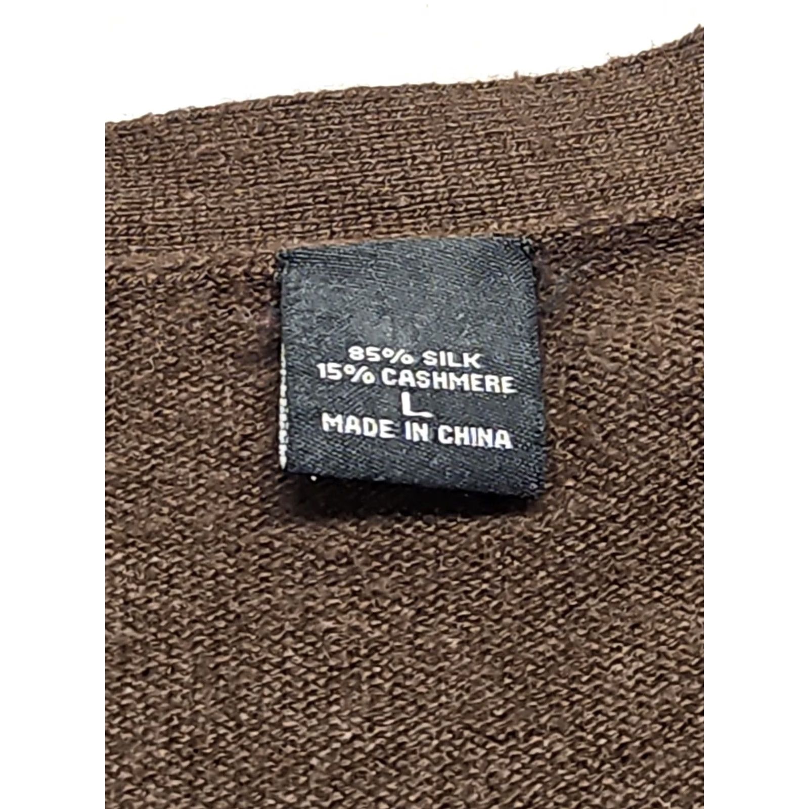 Vintage Moda International Cardigan Women’s Large Chocolate Brown Silk Cashmere Blend Crew Neck Button Front Solid Brown Vintage No Size L / US 10 / IT 46 - 6 Thumbnail