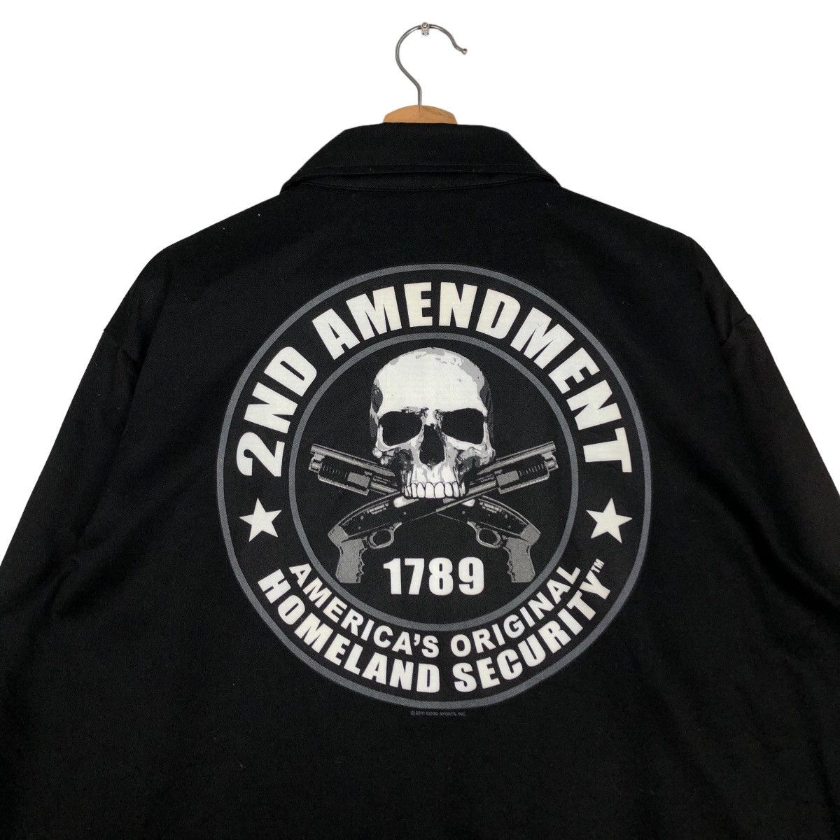 Vintage 🔥Vtg Bomber Jacket Biker Punk Design 2nd Amendment Skeleton Size US L / EU 52-54 / 3 - 9 Thumbnail