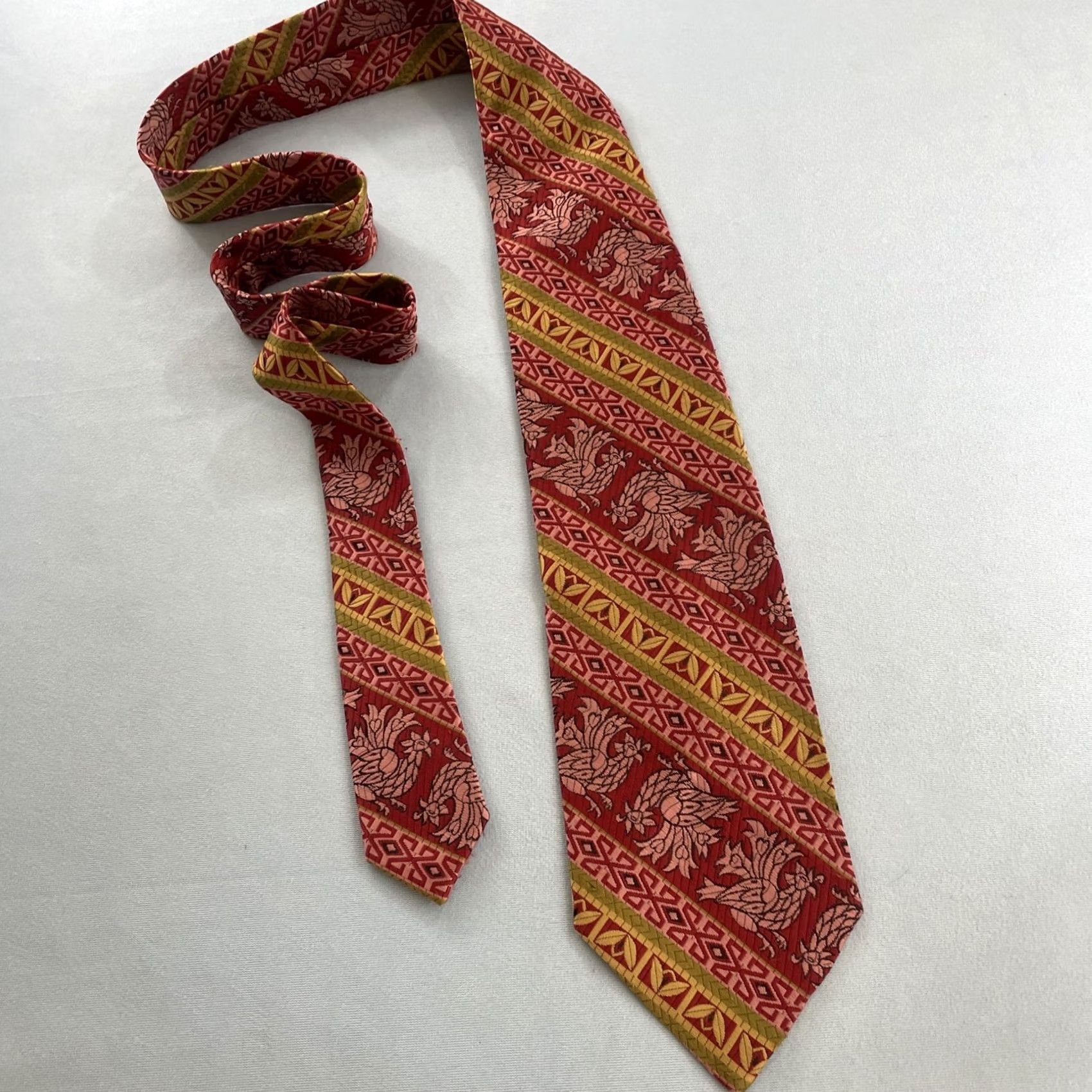 Vintage Vtg Wide Necktie 4.3x58" Kipper Tie Handmade Jacquard Rooster Rockabilly Woven Capsule Tie Size ONE SIZE - 5 Thumbnail