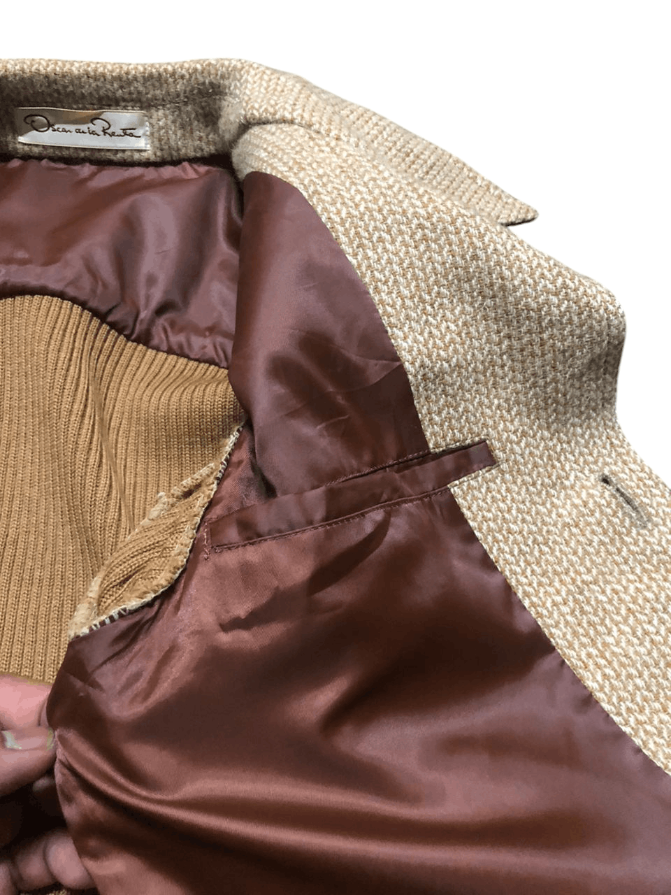 Oscar De La Renta Vintage Oscar De La Renta Wool knit Leather Part jacket Size US M / EU 48-50 / 2 - 9 Thumbnail