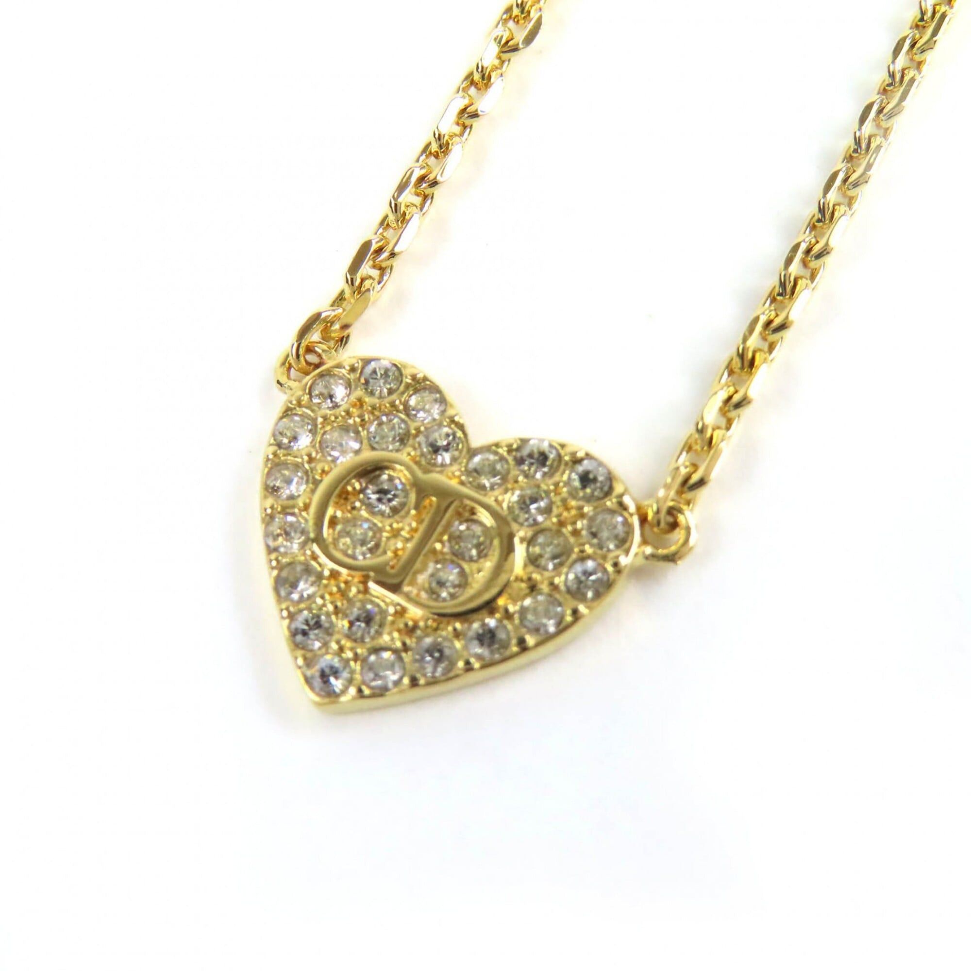 Dior Christian Dior N3477WOMCY Clair D Lune Rhinestone CD Logo Heart Necklace 44cm Gold with Box and Dust Bag for Women Size ONE SIZE - 1 Thumbnail