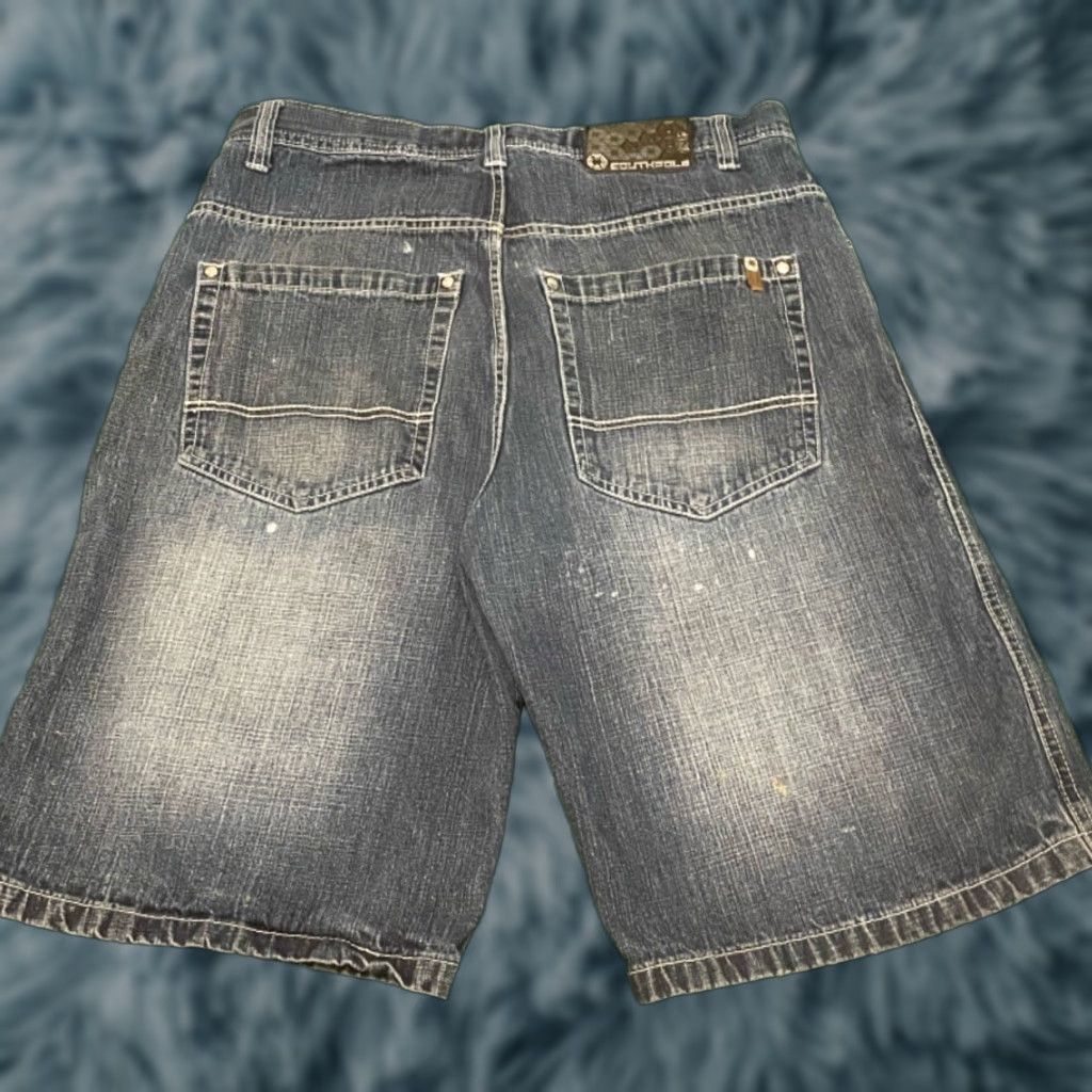 Southpole VINTAGE Southpole Baggy Skater Grunge Jeans Shorts Mens 38 Distressed Dark Blue JNCO Jorts 90s Y2K Style Mens Size US 38 / EU 54 - 1 Thumbnail