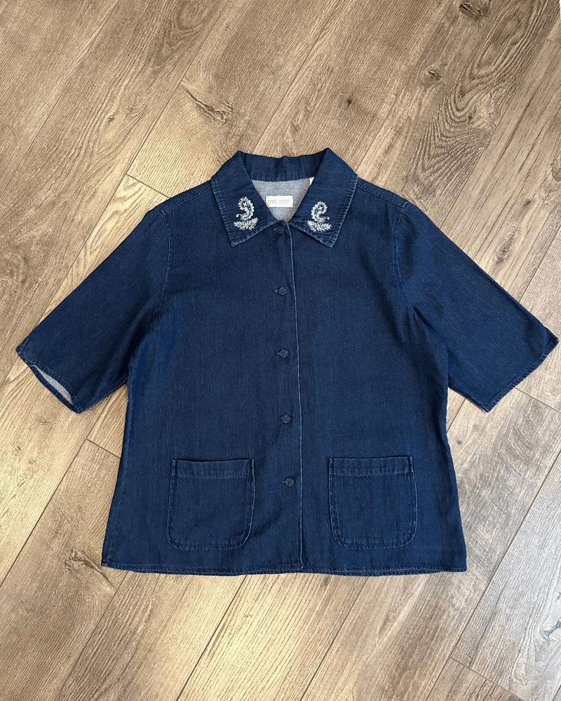 Other × Vintage Vintage East West Paisley Embroidered Denim Shirt - Medium Size M / US 6-8 / IT 42-44 - 1 Thumbnail