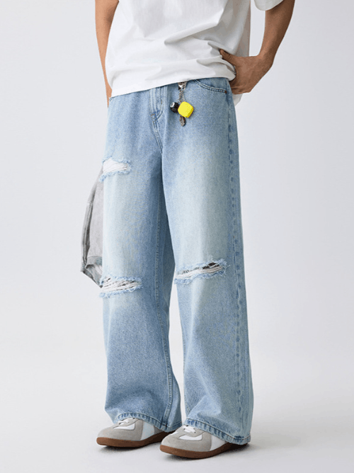 Japanese Brand × Jean Trendy high street loose oversize light blue ripped jeans Size US 32 / EU 48 - 4 Thumbnail