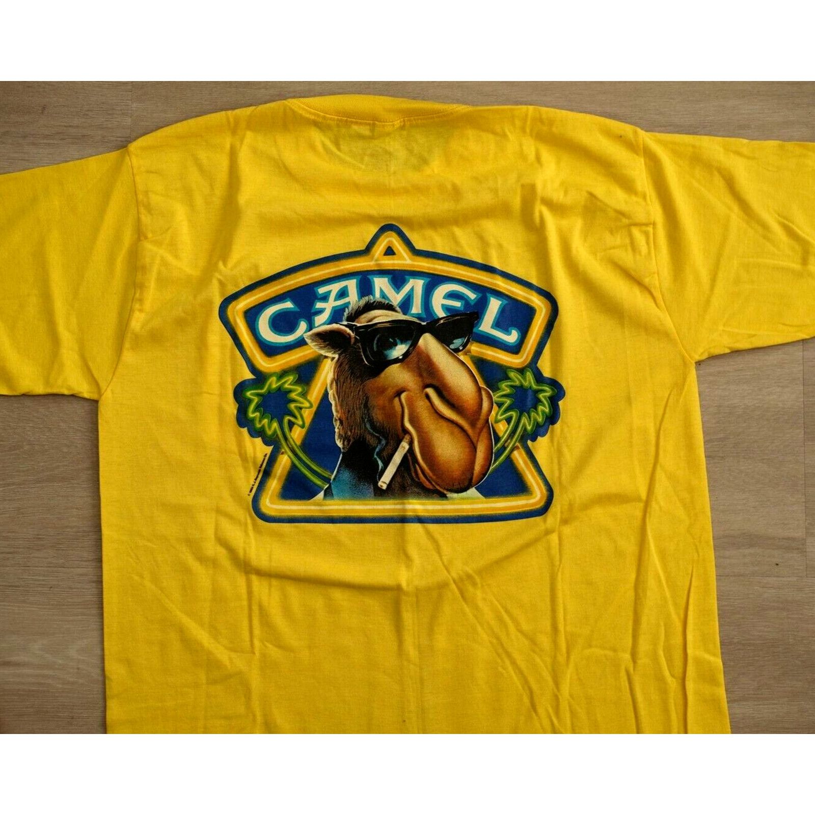 Camel Vintage 90s Camel Cig Promo T-Shirt Unisex XL Yellow Blue Size US XL / EU 56 / 4 - 1 Thumbnail