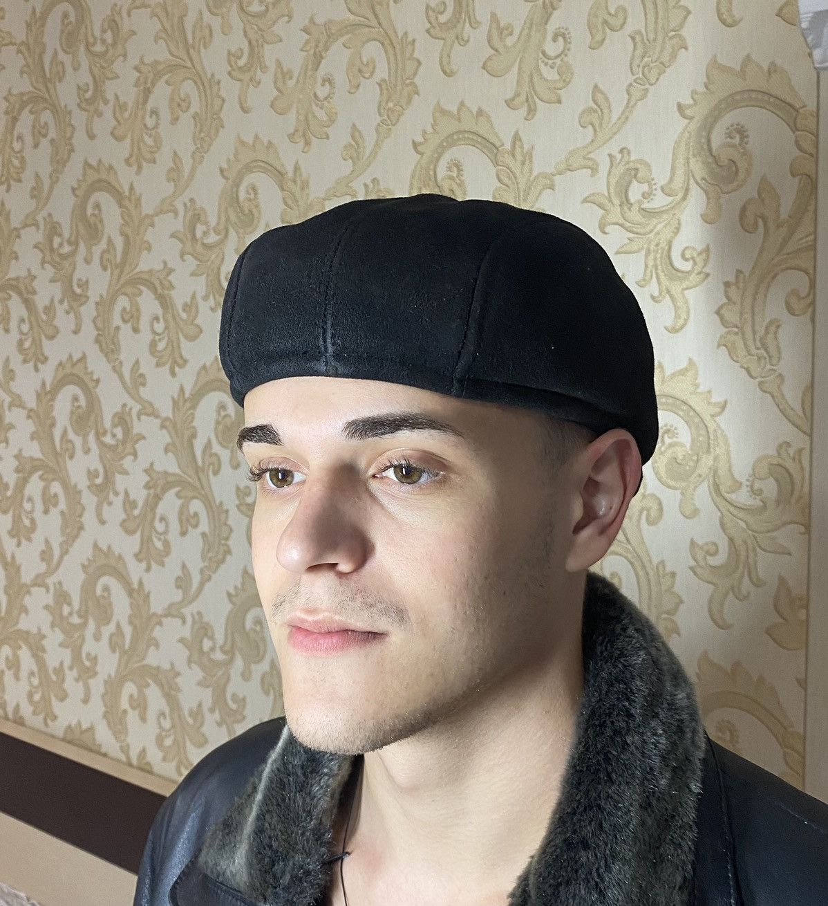 If Six Was Nine Black fur archive Suede Flat Newsboy Baker Boy Cabbie Cap Size ONE SIZE - 7 Thumbnail