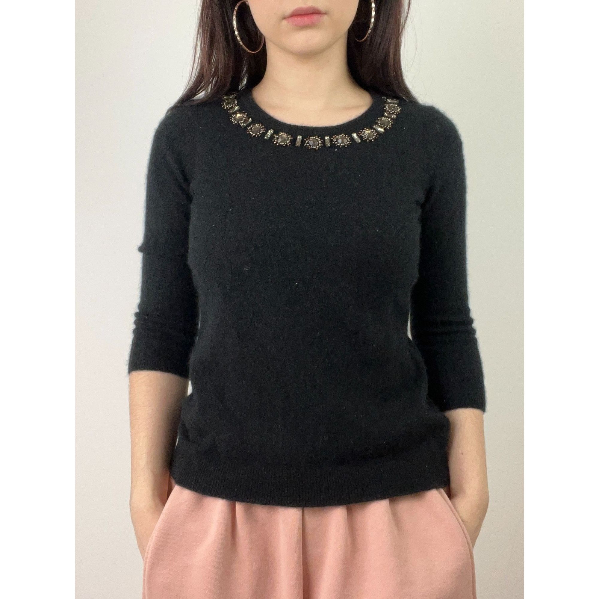 Other Vintage Cashmere Black Knit Sweater With Stone Size M / US 6-8 / IT 42-44 - 4 Thumbnail
