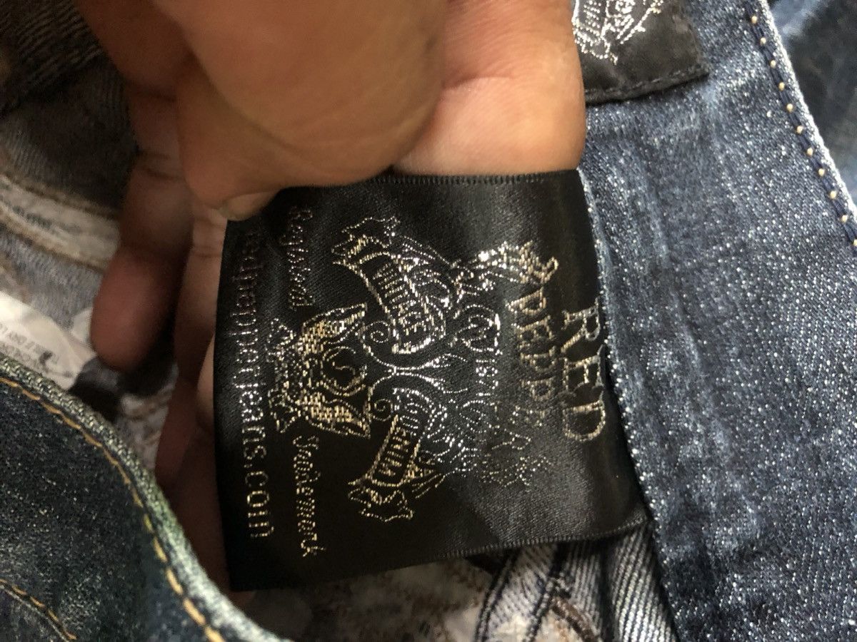 If Six Was Nine Red Pepper Skull Embroidered Motif Denim Pants Size US 38 / EU 54 - 6 Thumbnail
