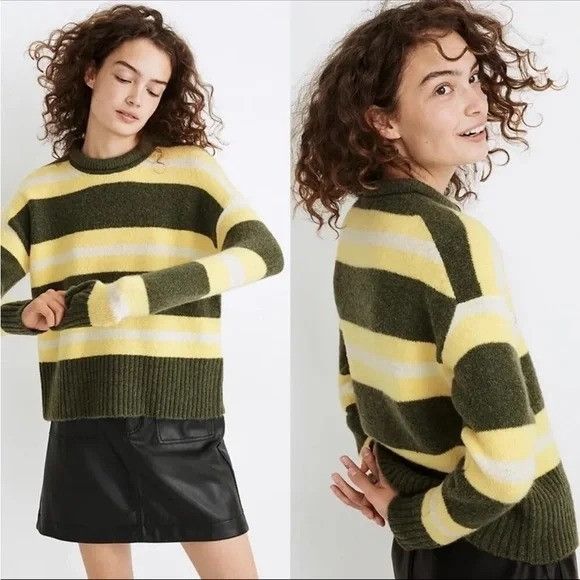 Madewell Madewell Striped Sweater XS Alpaca Wool Yellow Green FULTON Size XS / US 0-2 / IT 36-38 - 1 Thumbnail