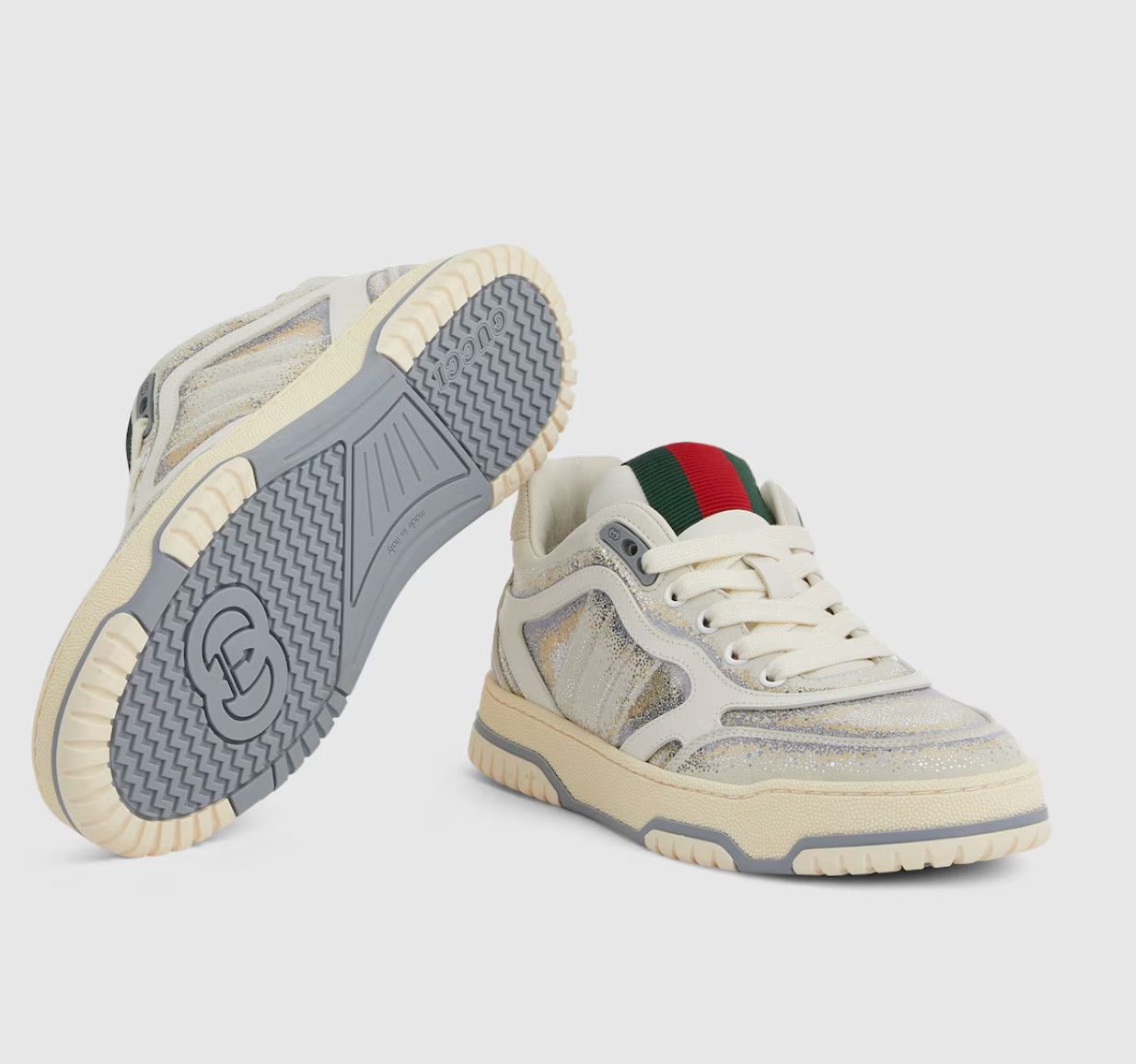 Gucci oc11z0126 Women's Gucci Re-Web Sneakers in White Size US 10 / IT 40 - 8 Thumbnail