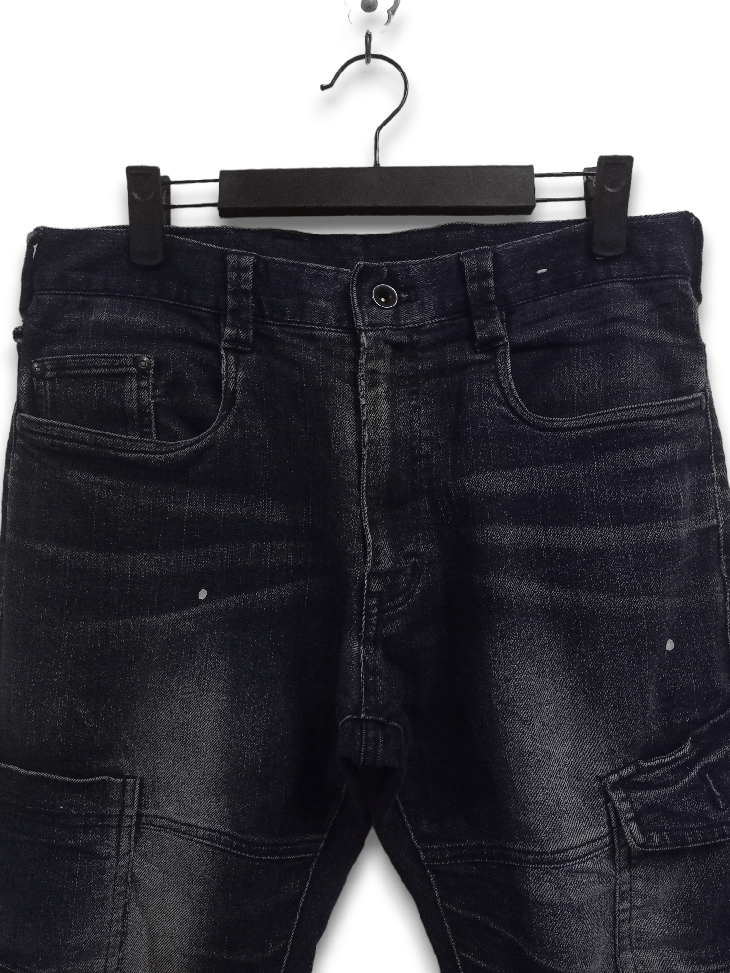 Japanese Brand Vintage Japanese Brand Painted Cargo Denim Pants 31x32 Size US 31 - 4 Thumbnail