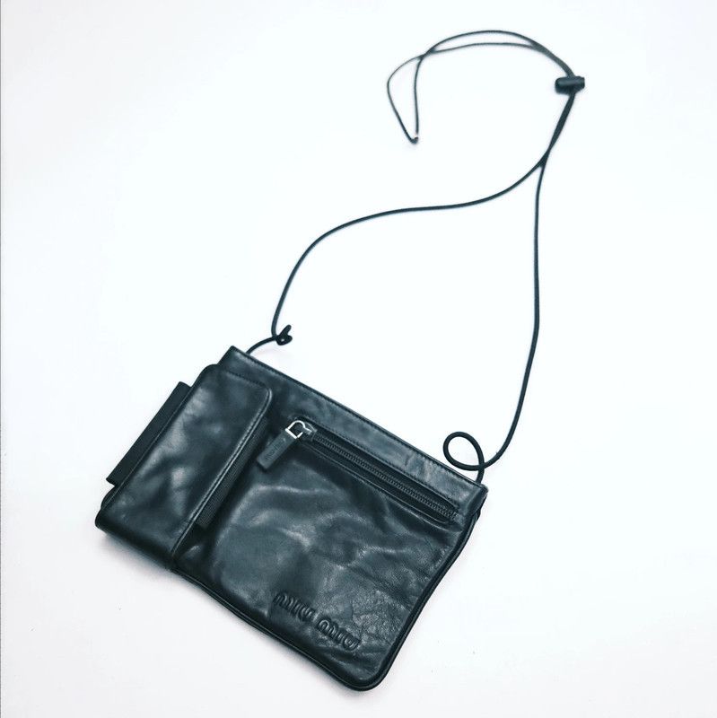 Miu Miu 1999 Miu Miu Leather Cross Body Bag in Black Size ONE SIZE - 6 Thumbnail